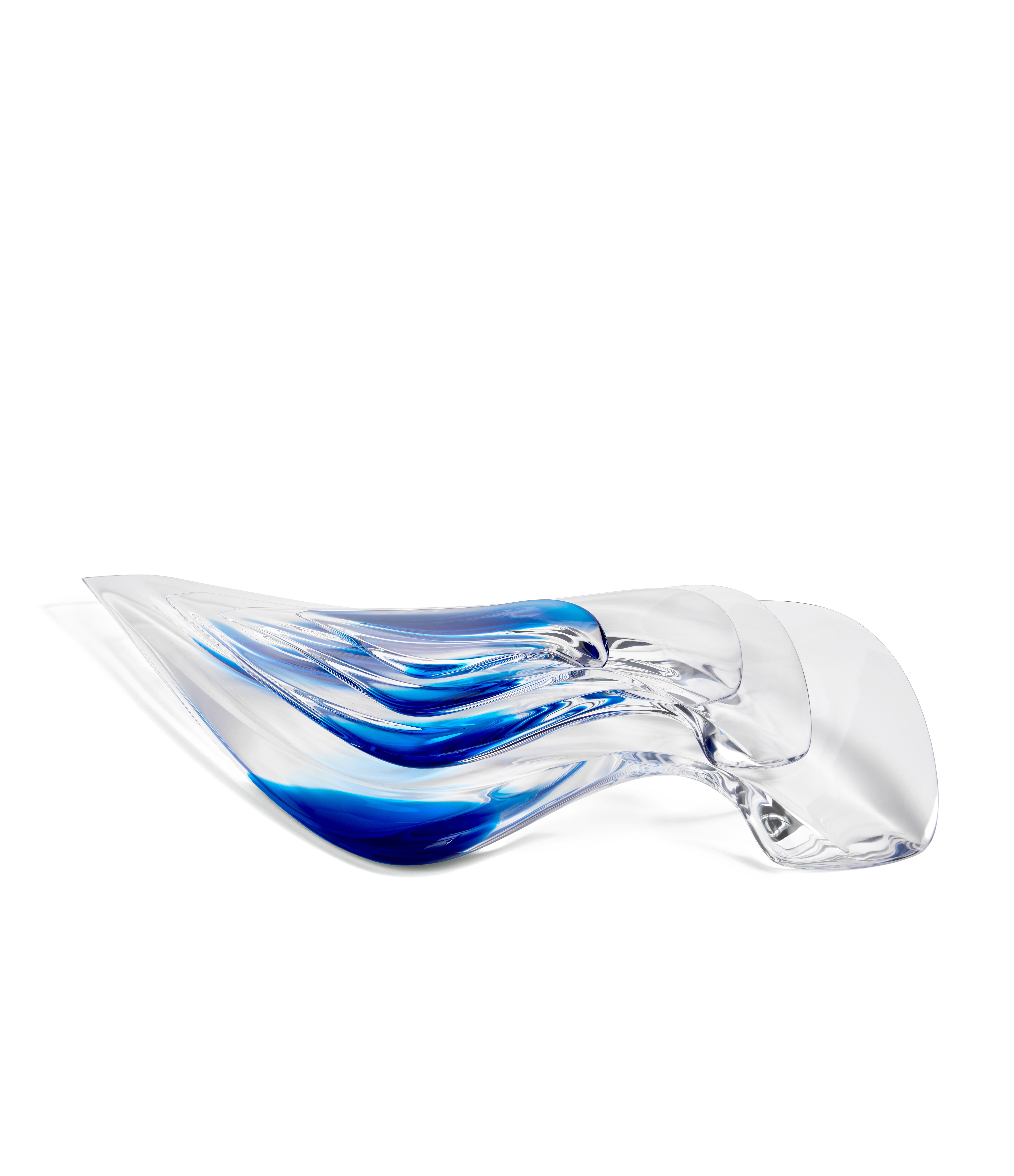 Italiano Zaha Hadid Design - Set di 4 piatti Aqua / Edizione limitata.200 - Blu e trasparente in vendita
