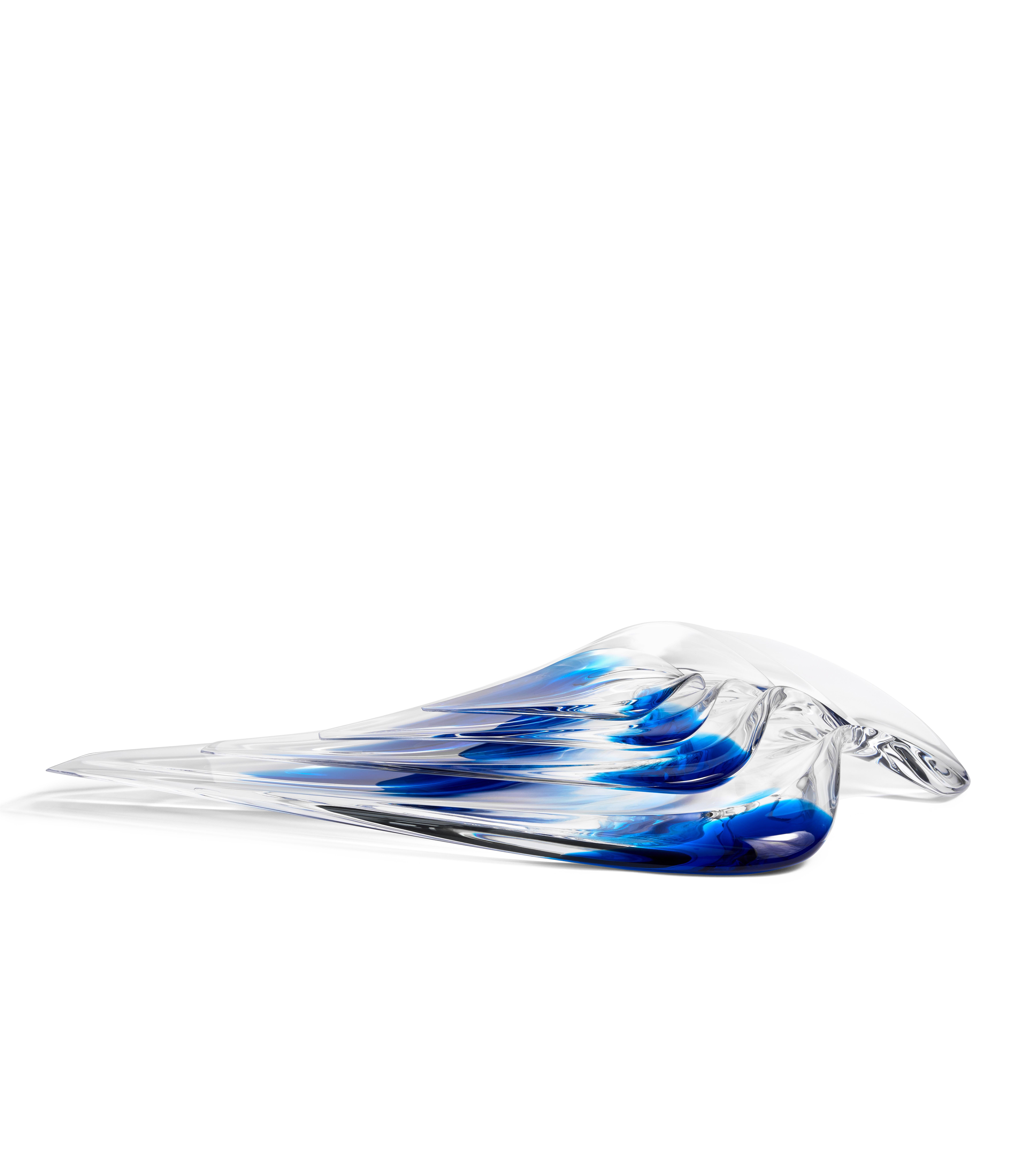 Fatto a macchina Zaha Hadid Design - Set di 4 piatti Aqua / Edizione limitata.200 - Blu e trasparente in vendita
