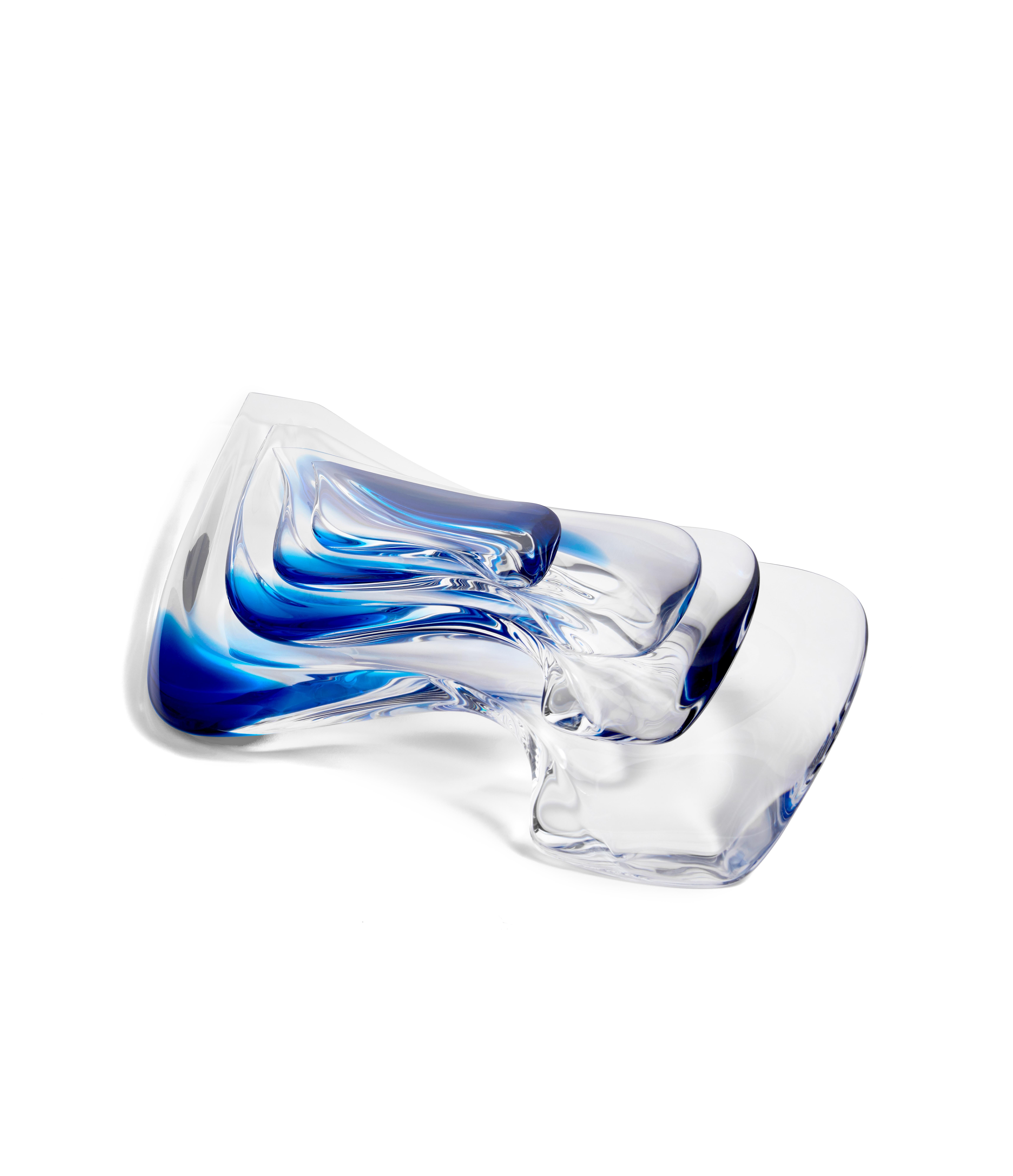 XXI secolo e contemporaneo Zaha Hadid Design - Set di 4 piatti Aqua / Edizione limitata.200 - Blu e trasparente in vendita