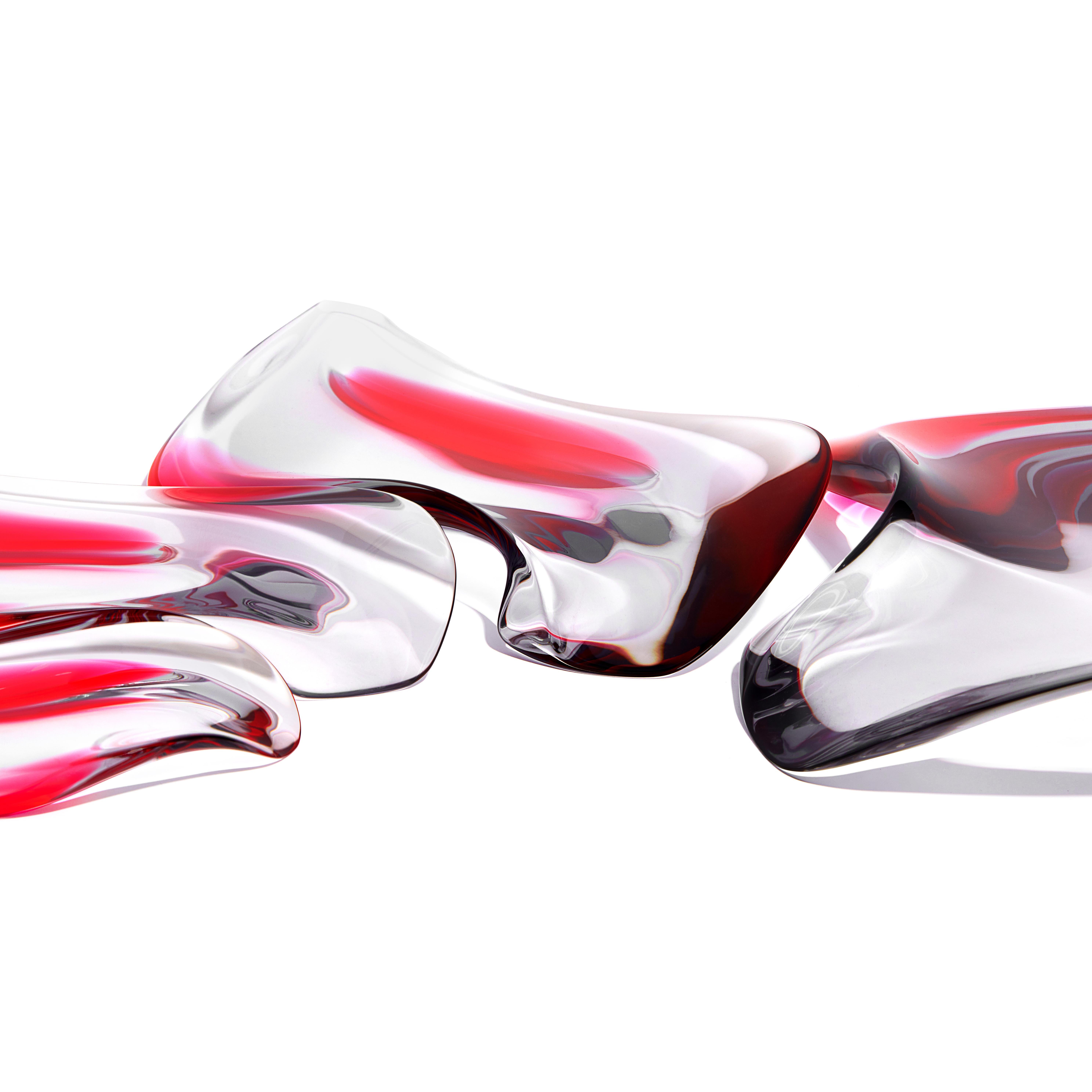 Italiano Zaha Hadid Design - Set di 4 piatti Aqua / Edizione limitata.200 - Fucsia Smoke in vendita