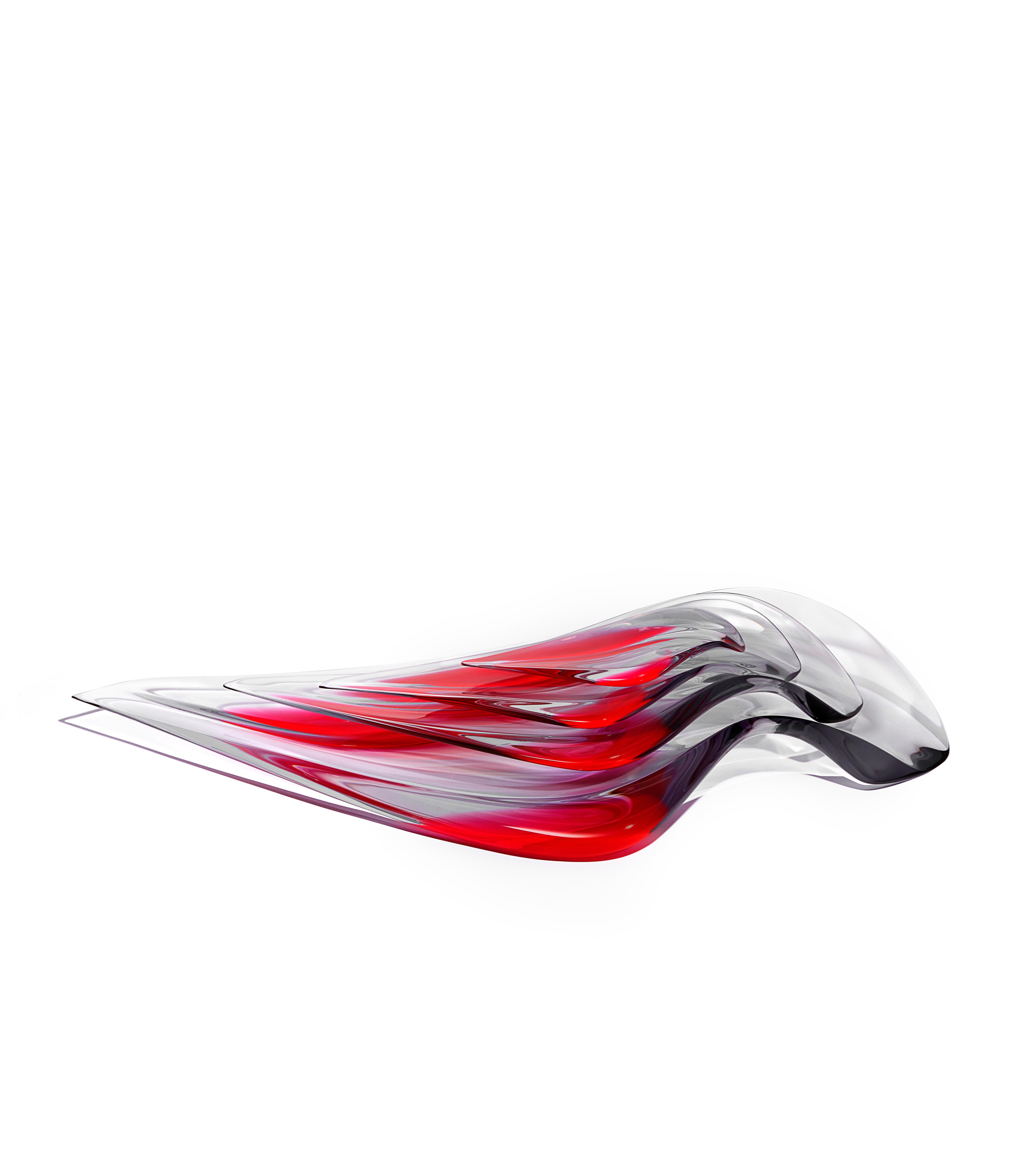 Fatto a macchina Zaha Hadid Design - Set di 4 piatti Aqua / Edizione limitata.200 - Fucsia Smoke in vendita