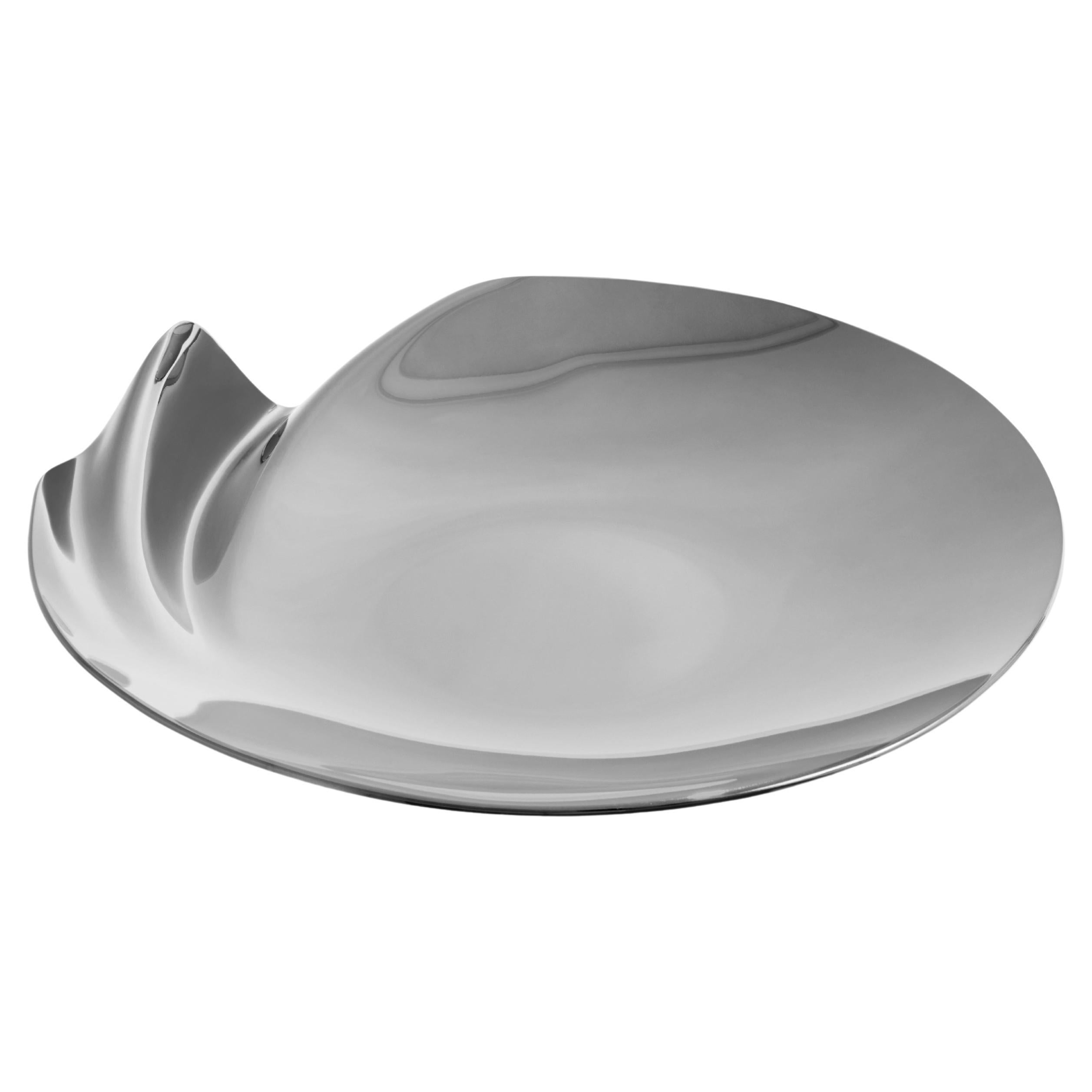 Zaha Hadid Design - Serenity Platter / Medium D 25 cm / Silver For Sale