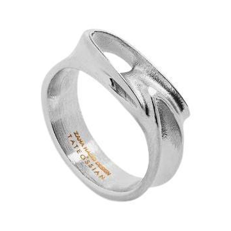 ZAHA HADID DESIGN Tyne Ring aus Palladiumbeschichtetem Stahl, Größe M