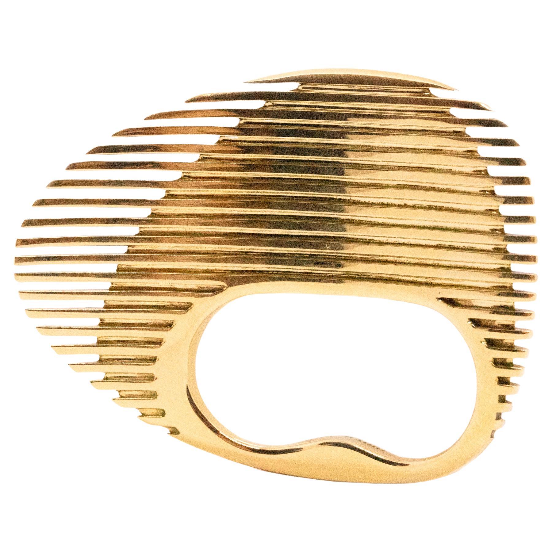 Zaha Hadid for Georg Jensen 18kt Yellow Gold Lamellae Optical Double Finger Ring