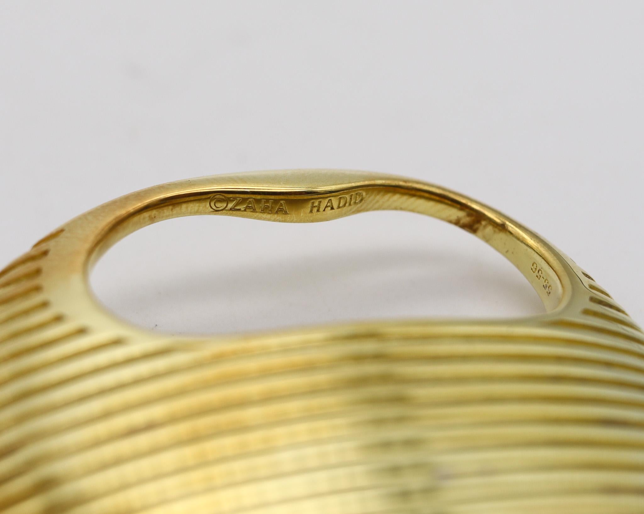 Zaha Hadid For Georg Jensen Lamellae Double Ring Sterling With 18Kt Gold Vermeil In Excellent Condition For Sale In Miami, FL