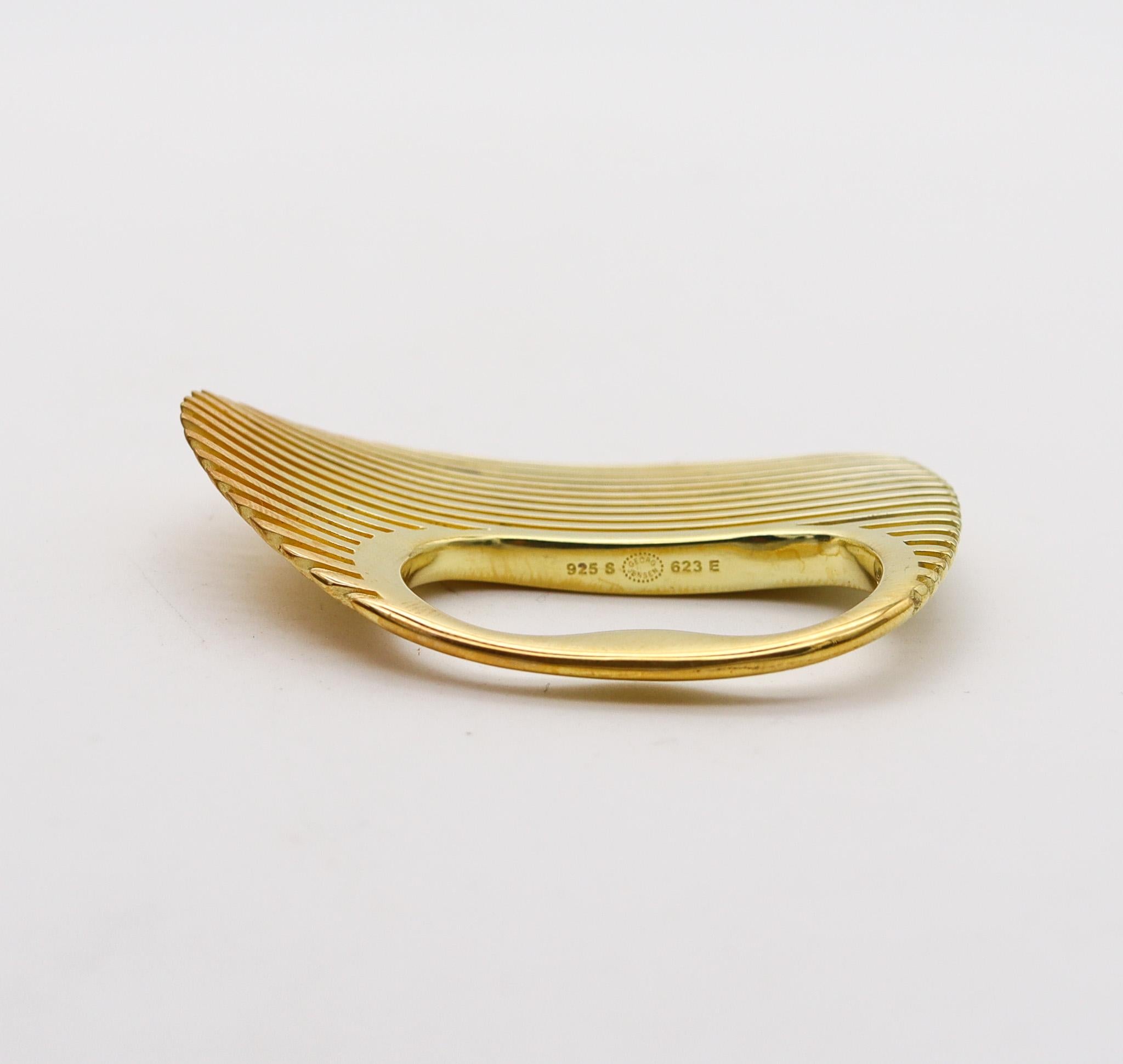 Women's Zaha Hadid For Georg Jensen Lamellae Double Ring Sterling With 18Kt Gold Vermeil For Sale