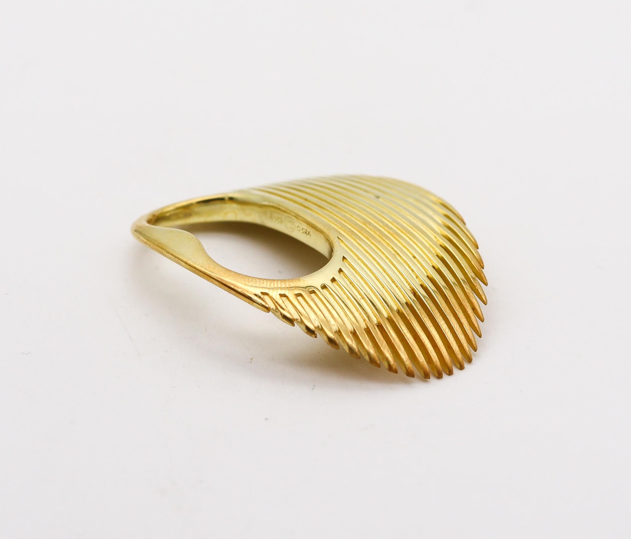 Zaha Hadid For Georg Jensen Lamellae Double Ring Sterling With 18Kt Gold Vermeil For Sale 1