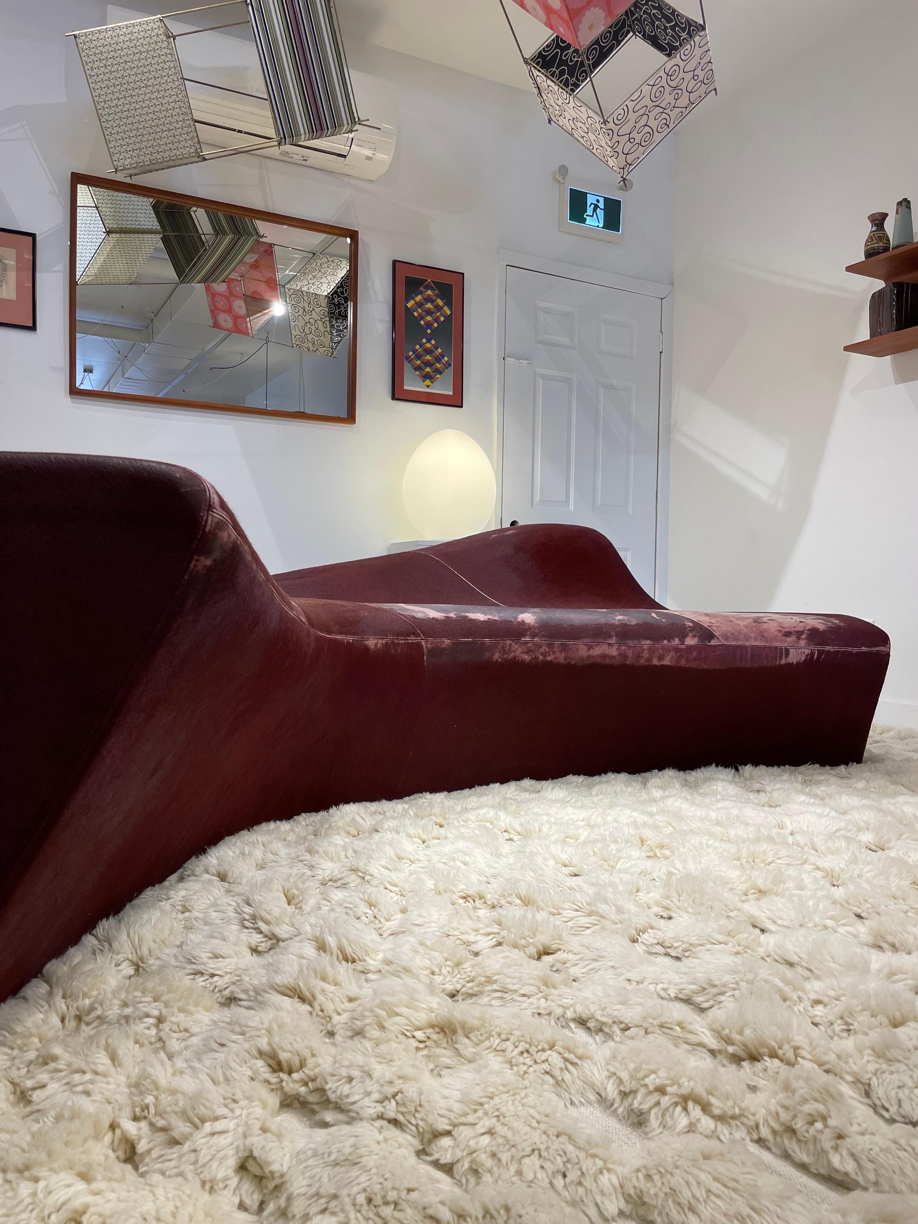 Contemporary Zaha Hadid Merlot Pony Moraine Sofa