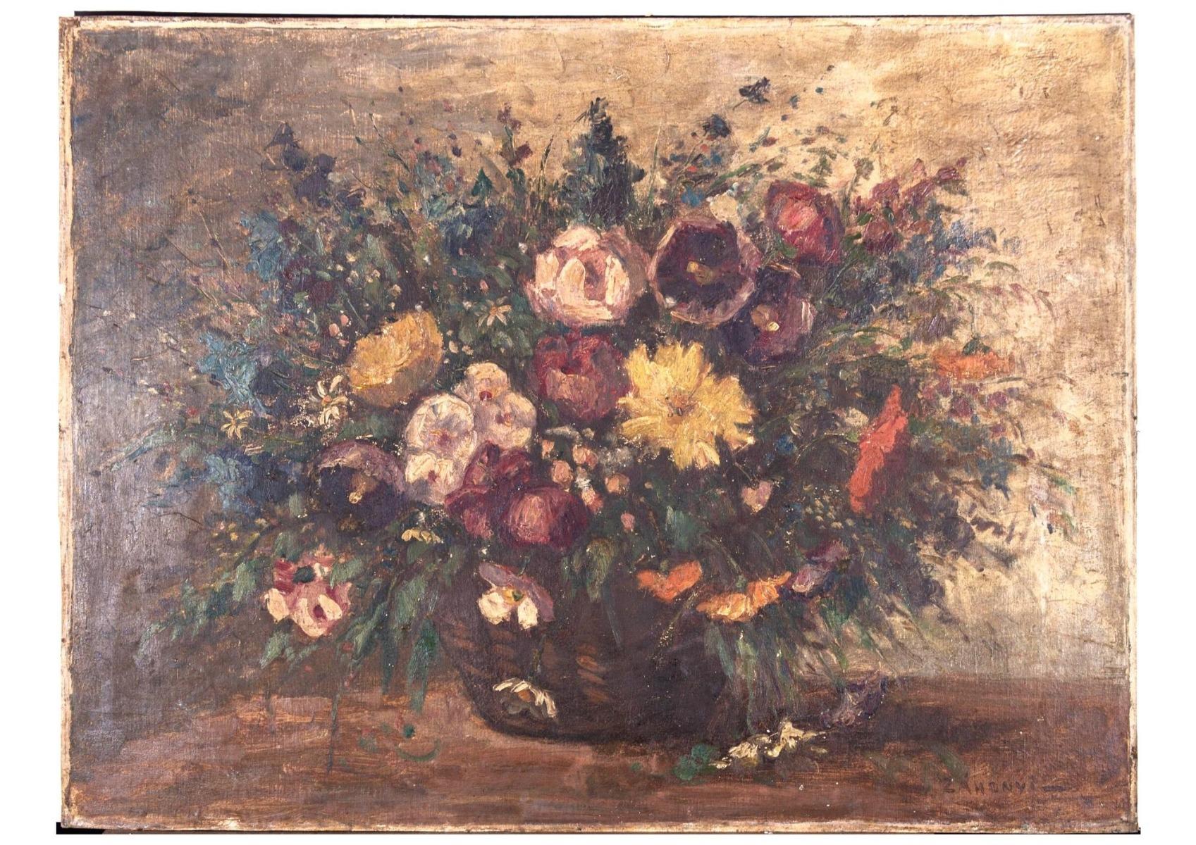 Zahonyi - Early 20th Century Oil, Floral Array For Sale 2
