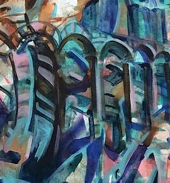 "Cuba to Spain"abstracts arches seen around the world, in blues and pinks