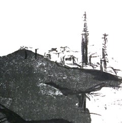 “Landscape number 11” black and white landscape abstracts a distant city view