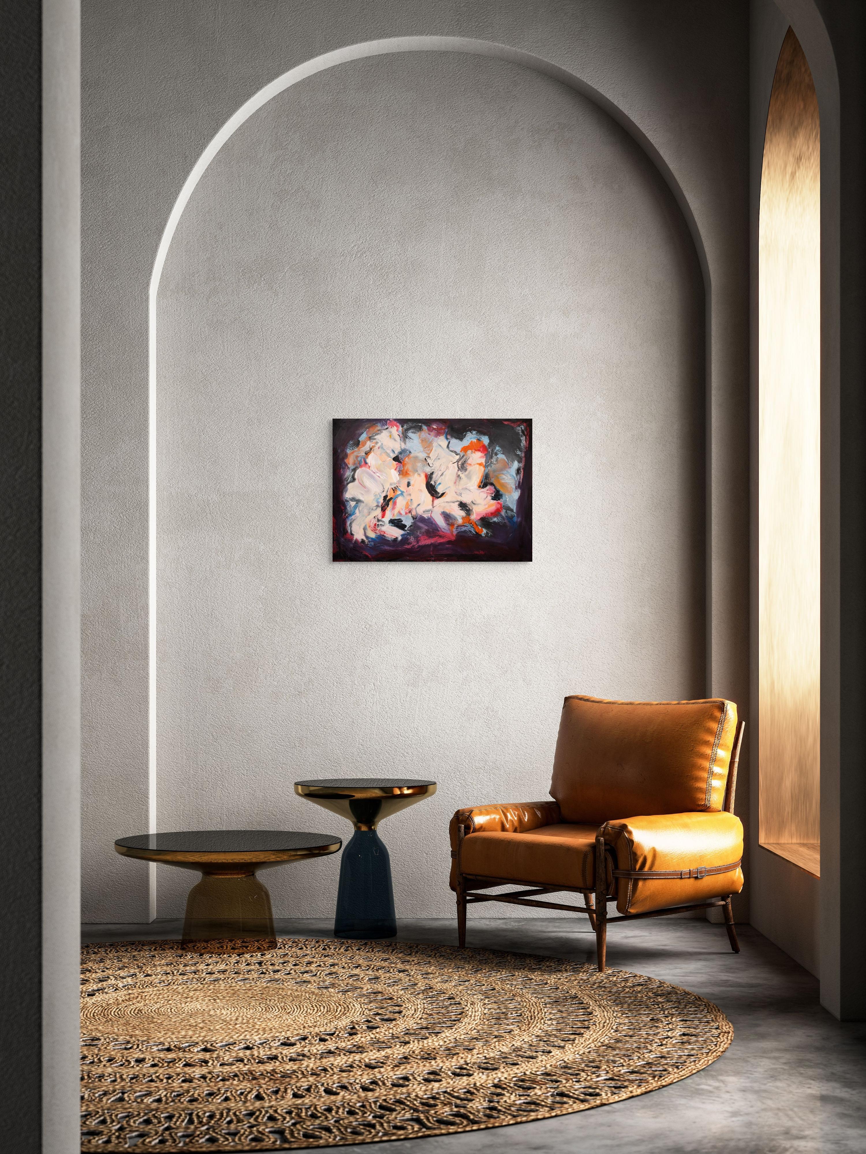 Nights With Him - Black Abstract Painting by Zahra Shahcheraghi 
