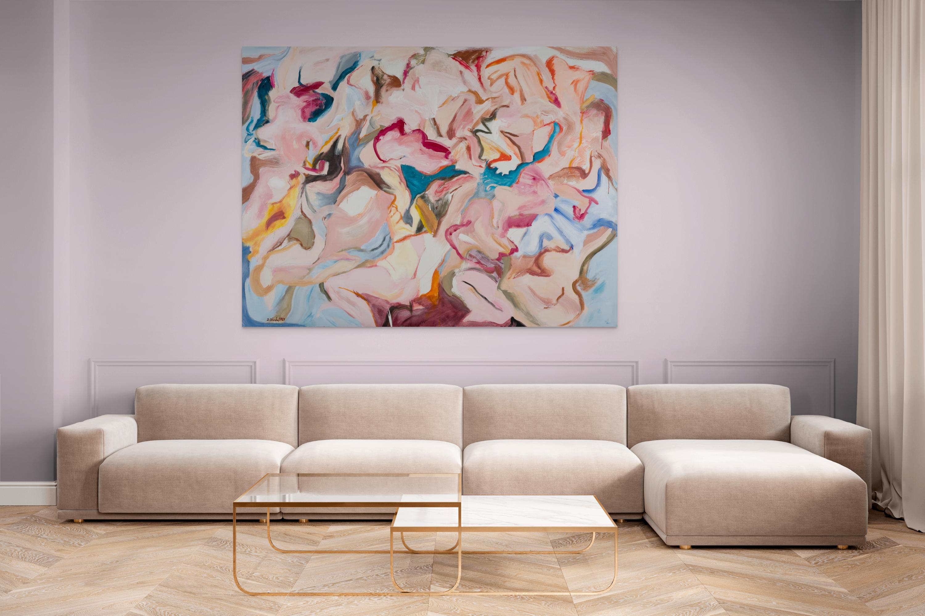 Untitled from the Enchanters of Heaven Series - Abstract Expressionist Painting by Zahra Shahcheraghi 