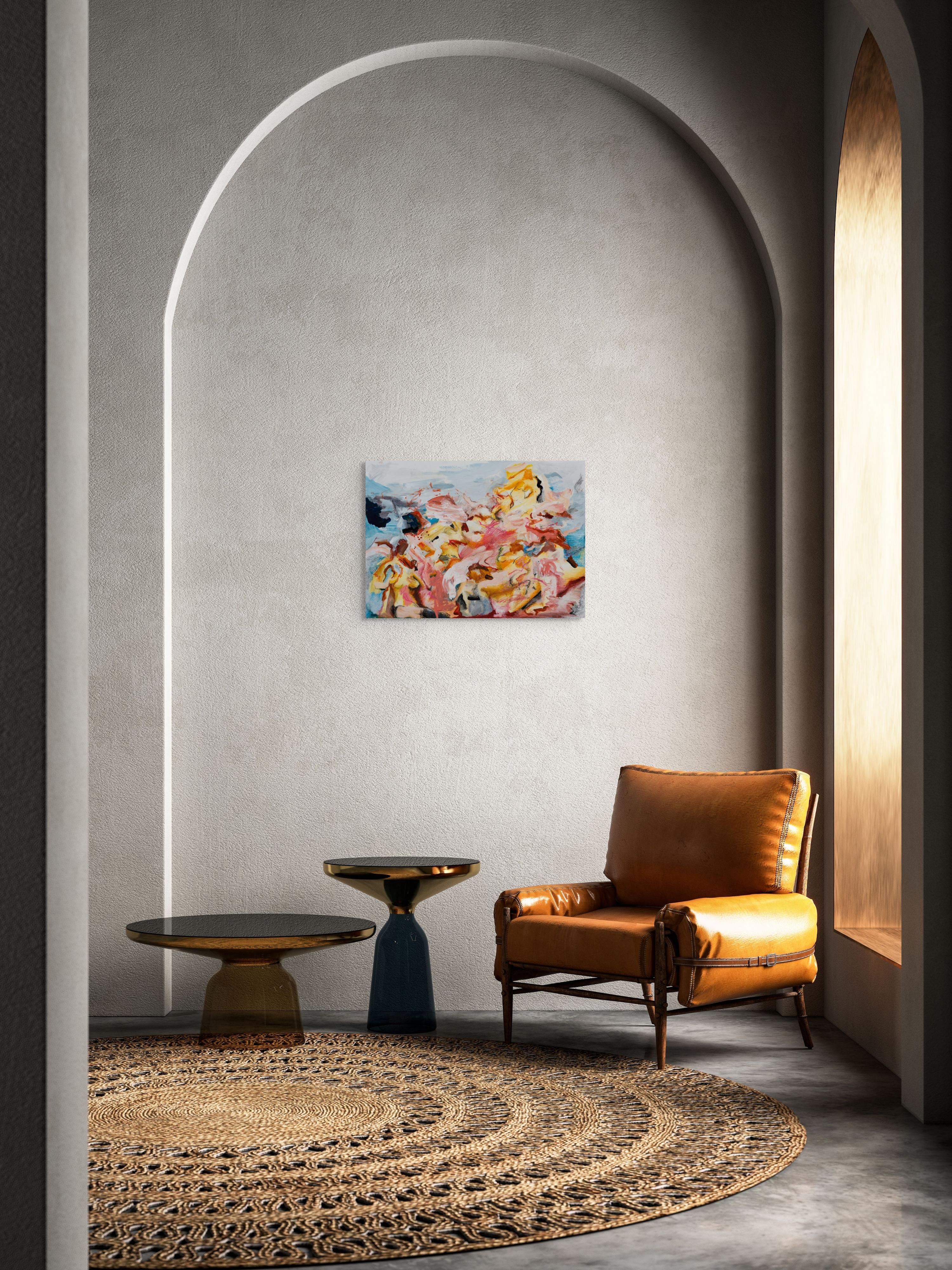 Untitled from - The enchanters of heaven series - Brown Abstract Painting by Zahra Shahcheraghi 