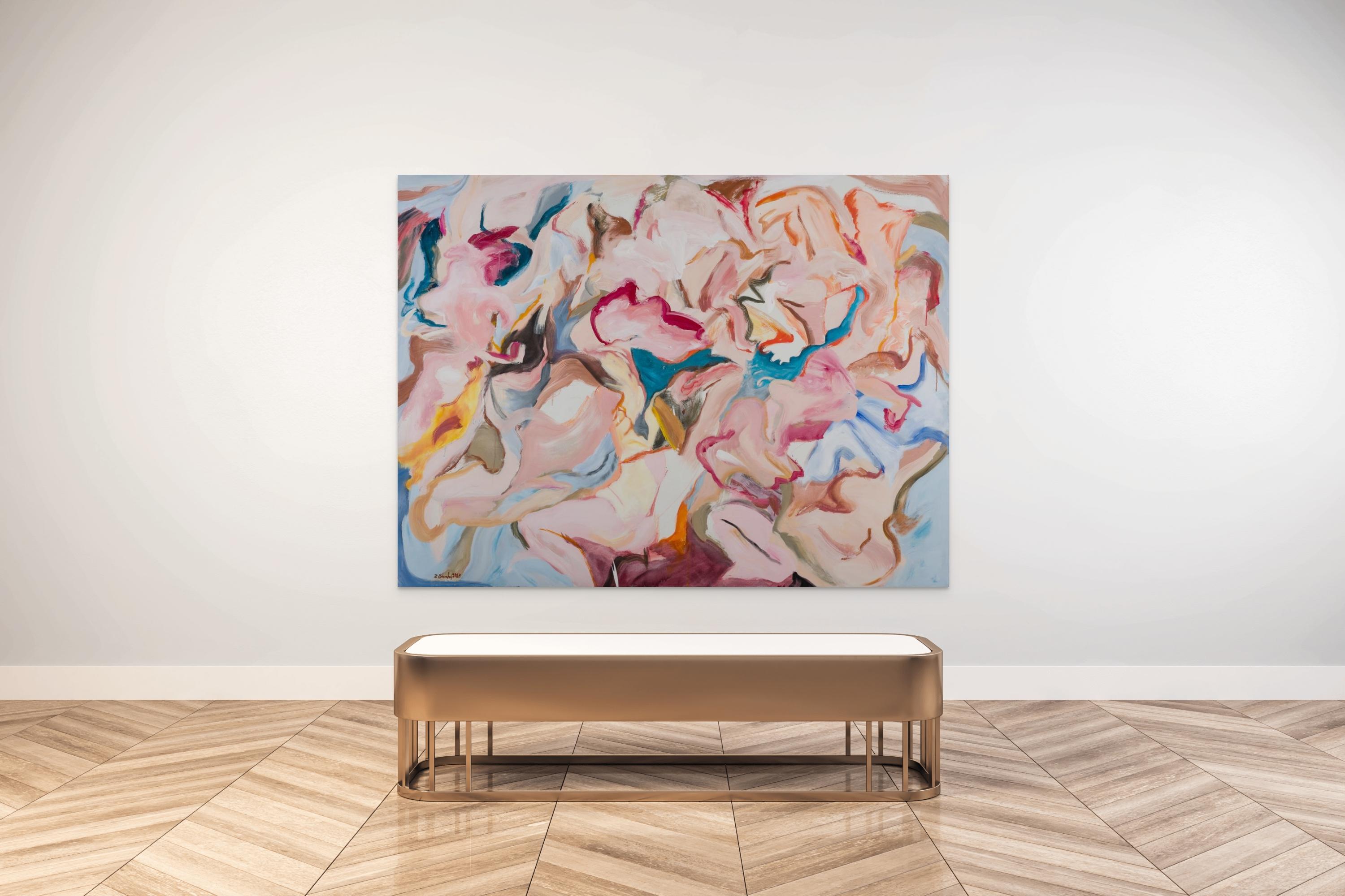 Untitled from the Enchanters of Heaven Series - Brown Abstract Painting by Zahra Shahcheraghi 