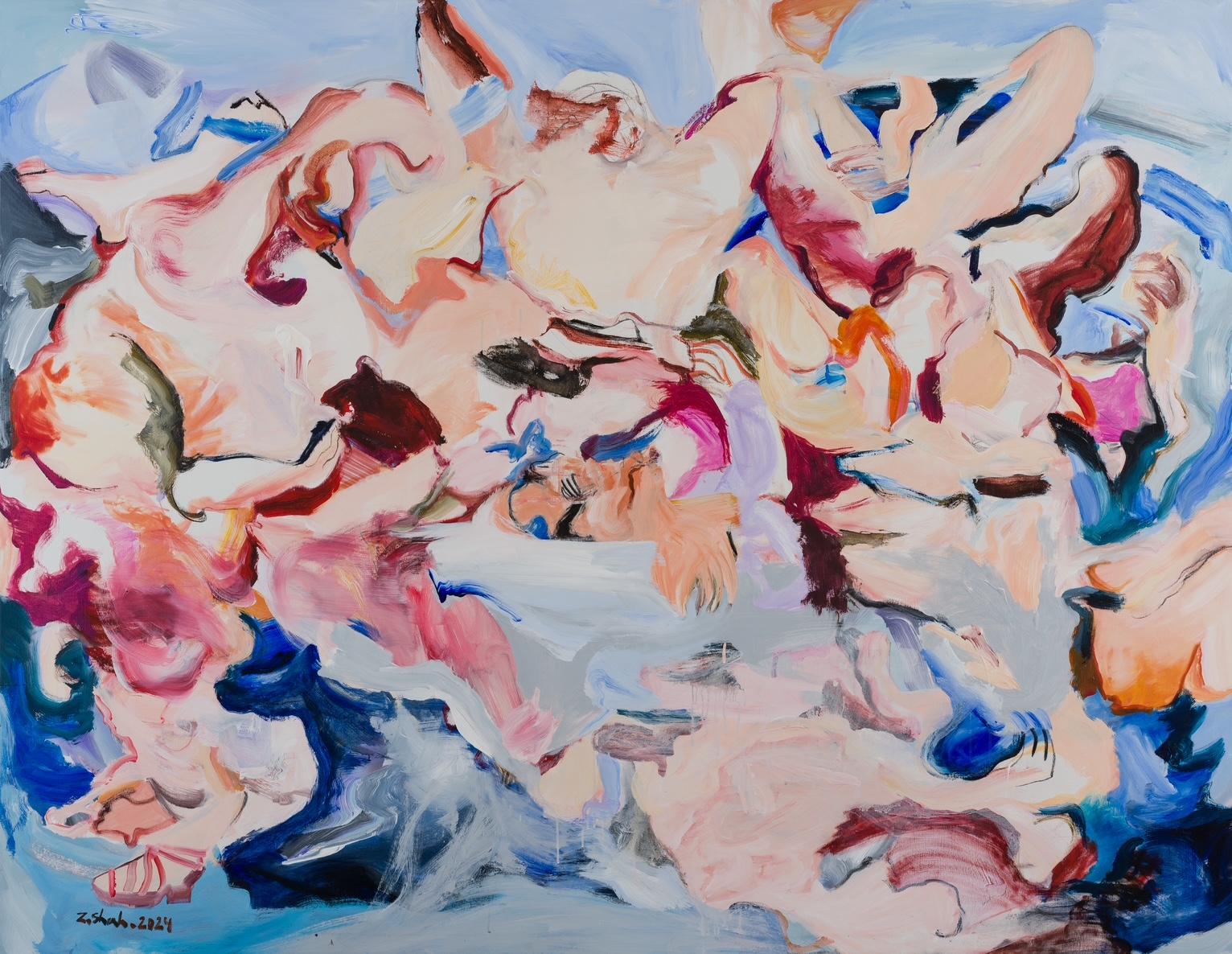 Abstract Painting Zahra Shahcheraghi  - Sans titre de la série Les enchanteurs du ciel