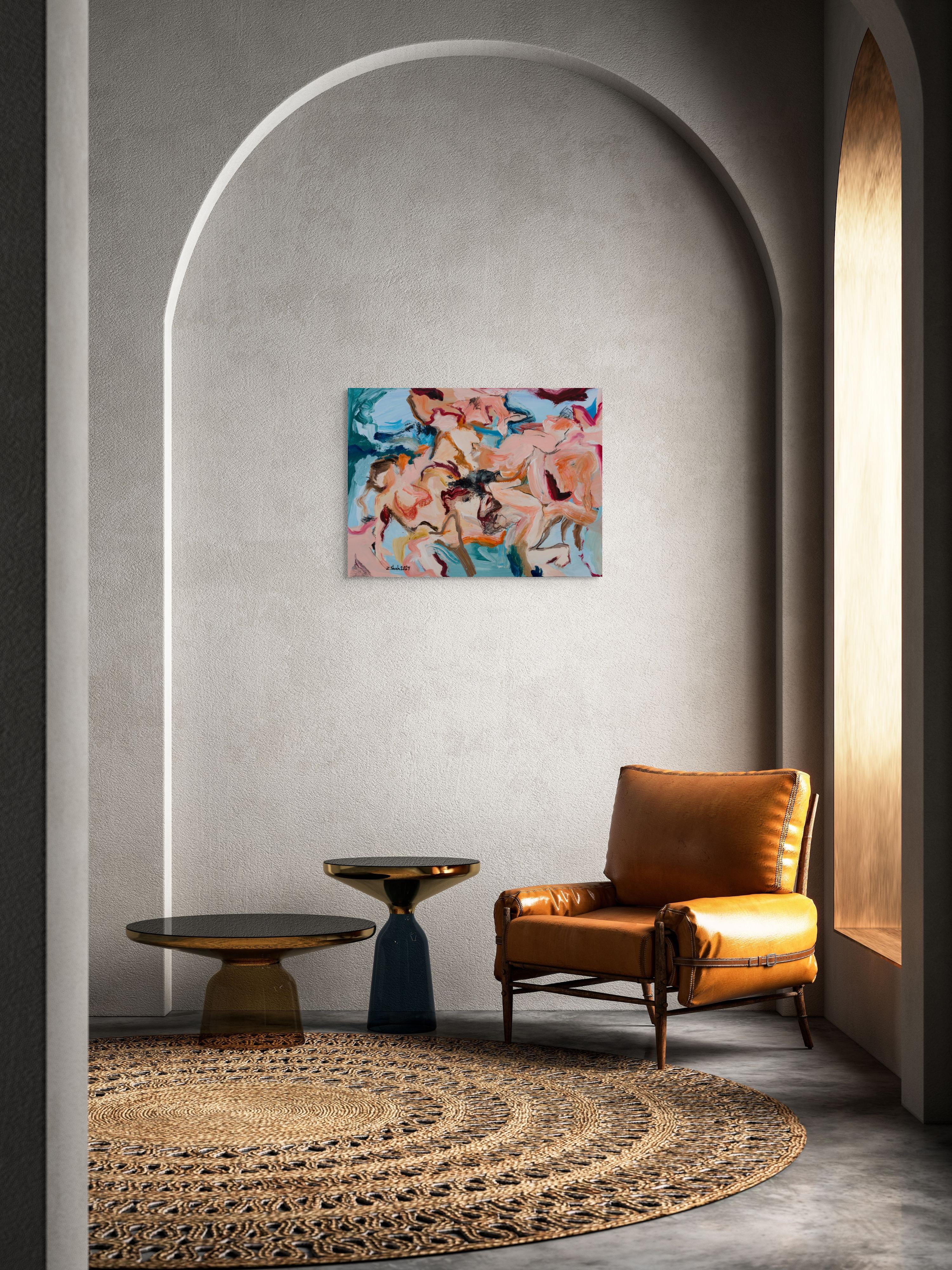 Untitled from - The nobles of paradise series - Brown Abstract Painting by Zahra Shahcheraghi 
