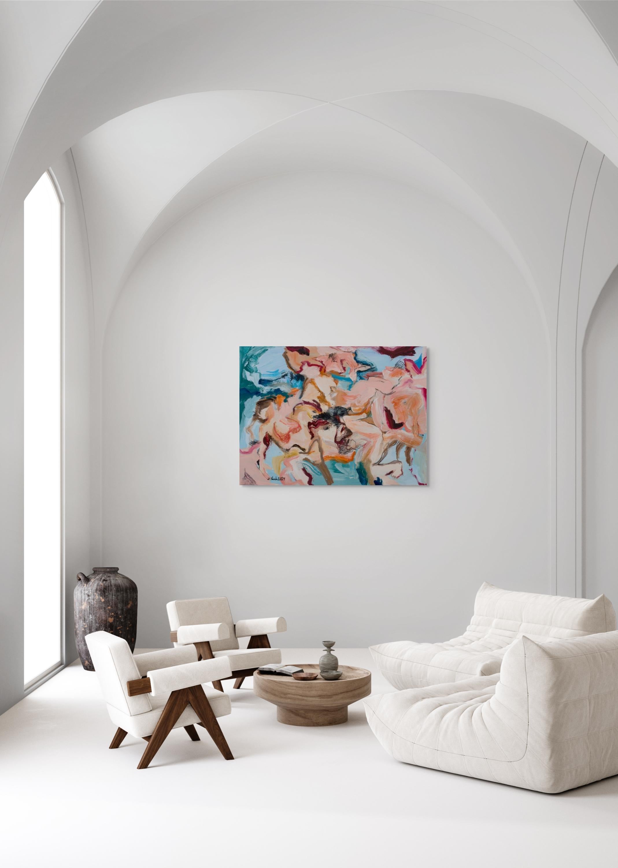 Sin título de - Serie Los nobles del paraíso - Abstract Painting Marrón de Zahra Shahcheraghi 