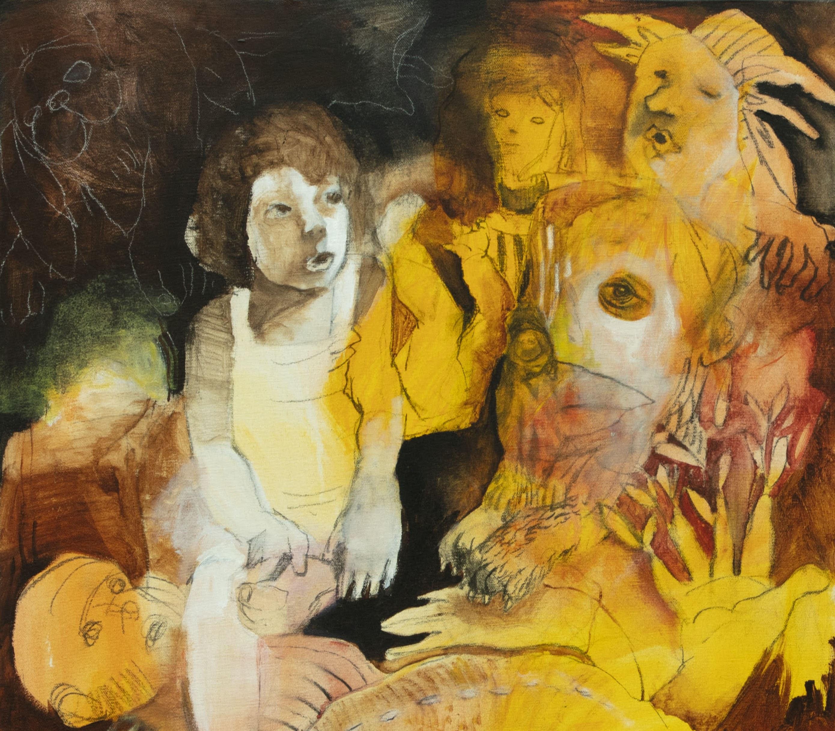 Íntimo Zahra Zeinali Arte del siglo XXI Arte contemporáneo iraní Retrato amarillo en venta 1