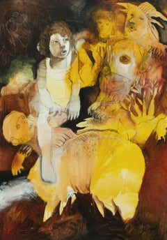 Intime Zahra Zeinali Art du 21e siècle Art contemporain iranien Portrait jaune