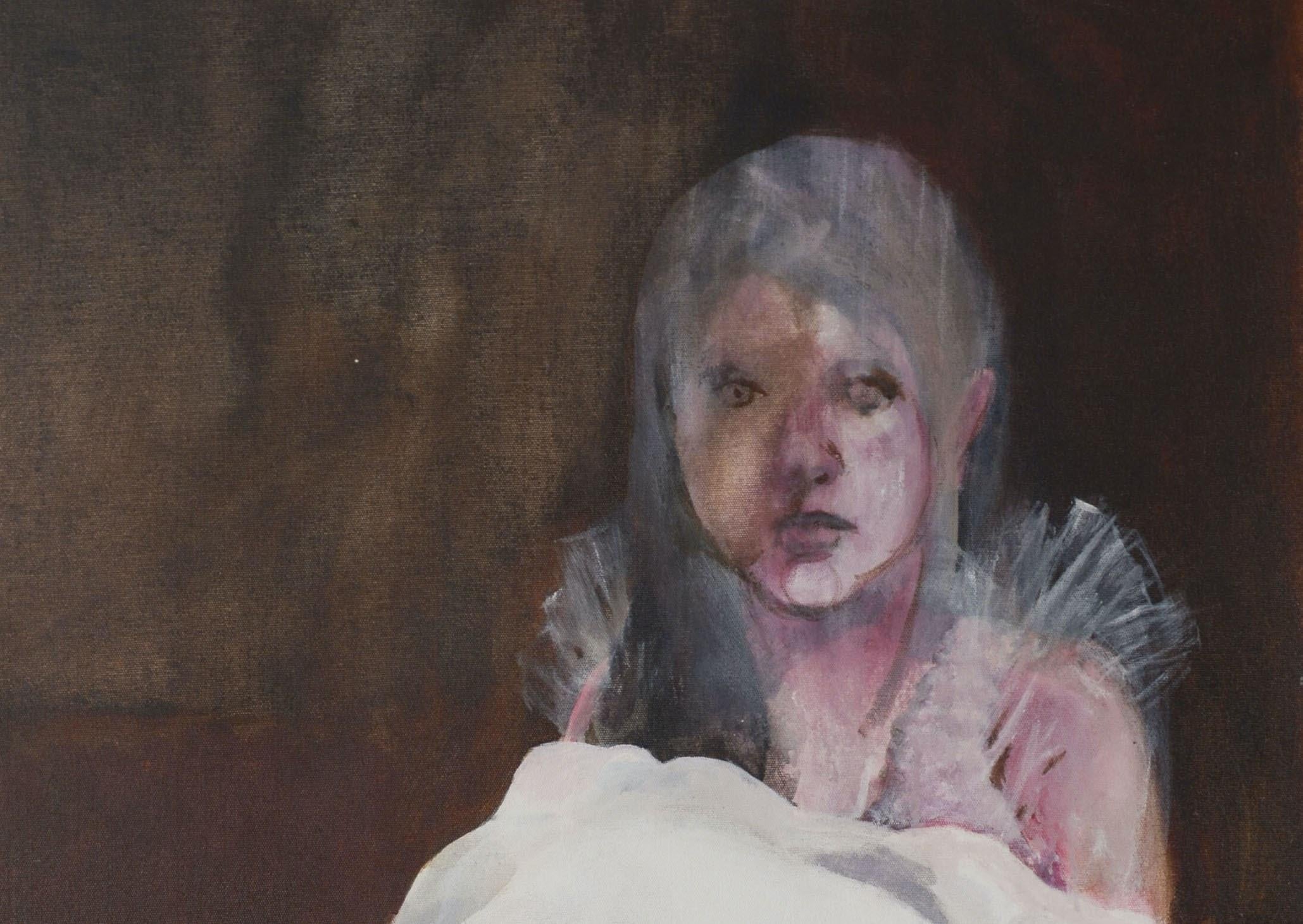 Perdido nº 1 Zahra Zeinali Siglo XXI Pintura iraní retrato mujer rosa en venta 1