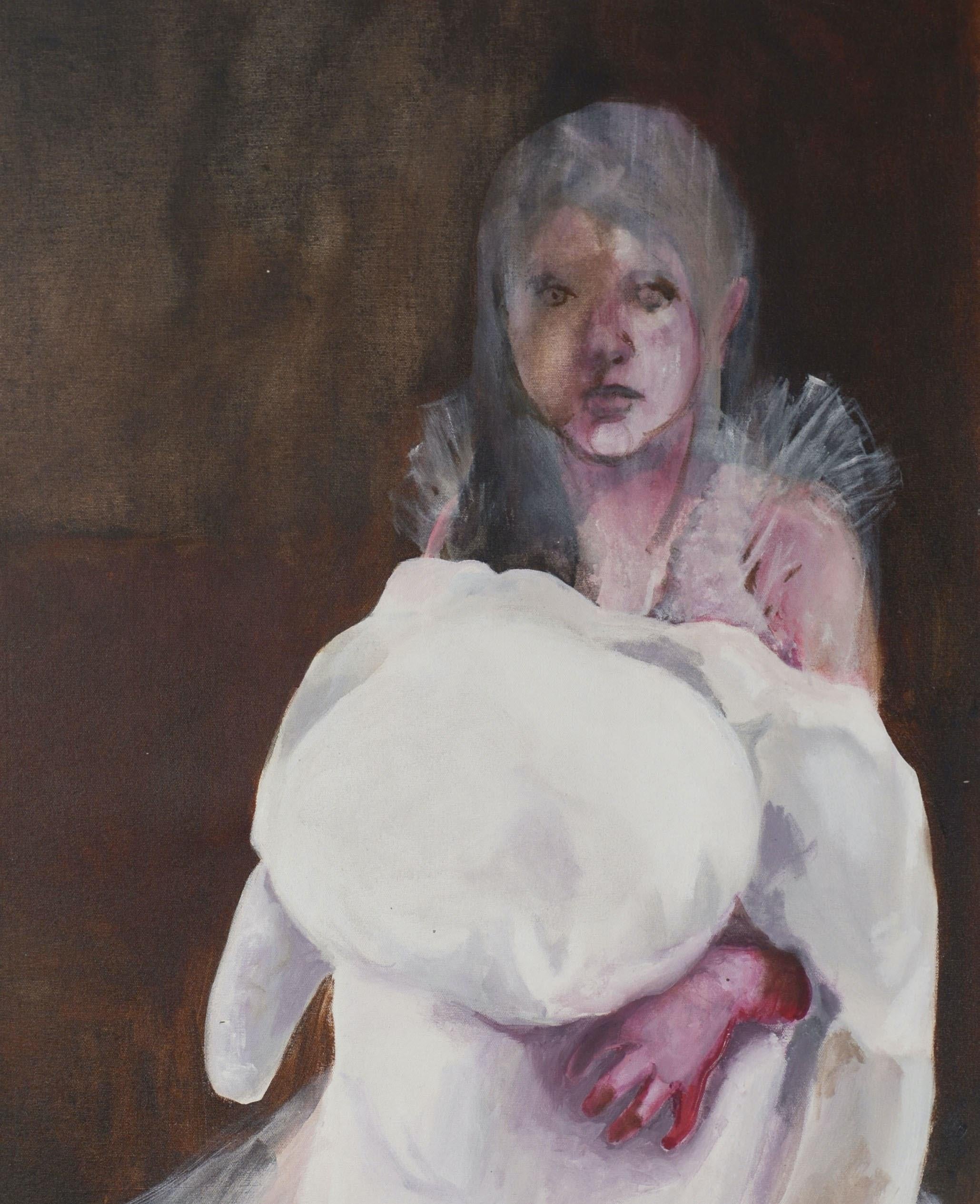 Perdido nº 1 Zahra Zeinali Siglo XXI Pintura iraní retrato mujer rosa en venta 2