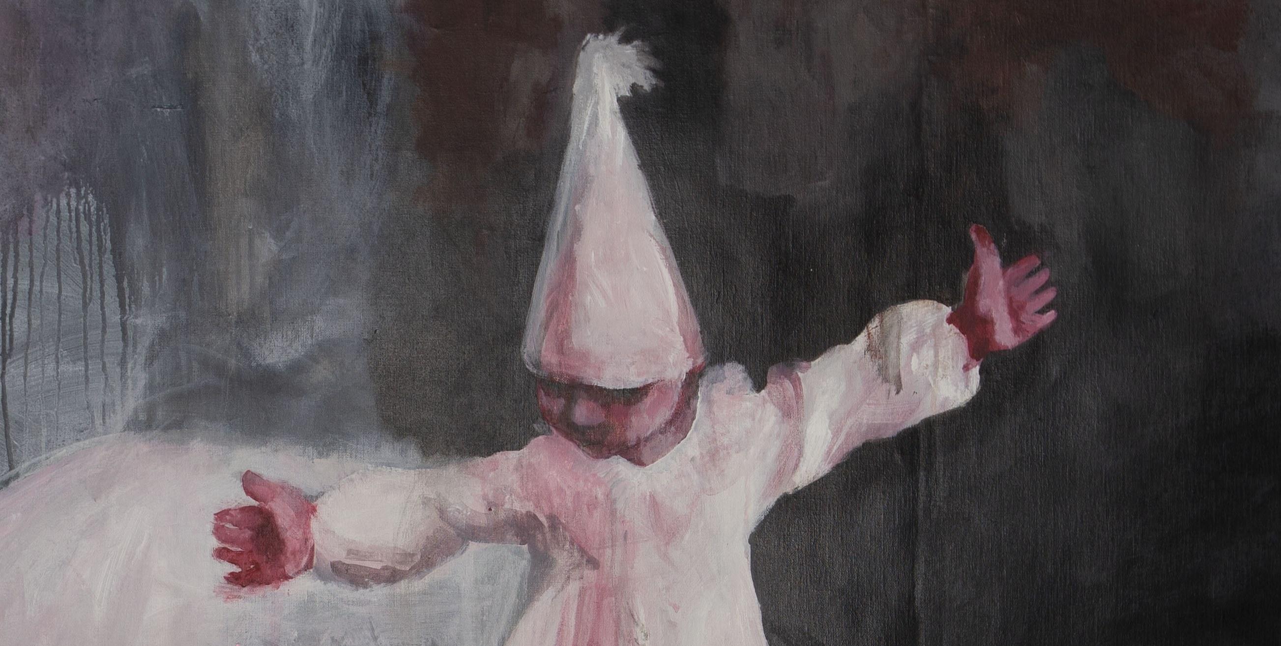 Lost #2 Zahra Zeinali 21° secolo pittura iraniana bambino mondo bambola rosa in vendita 3