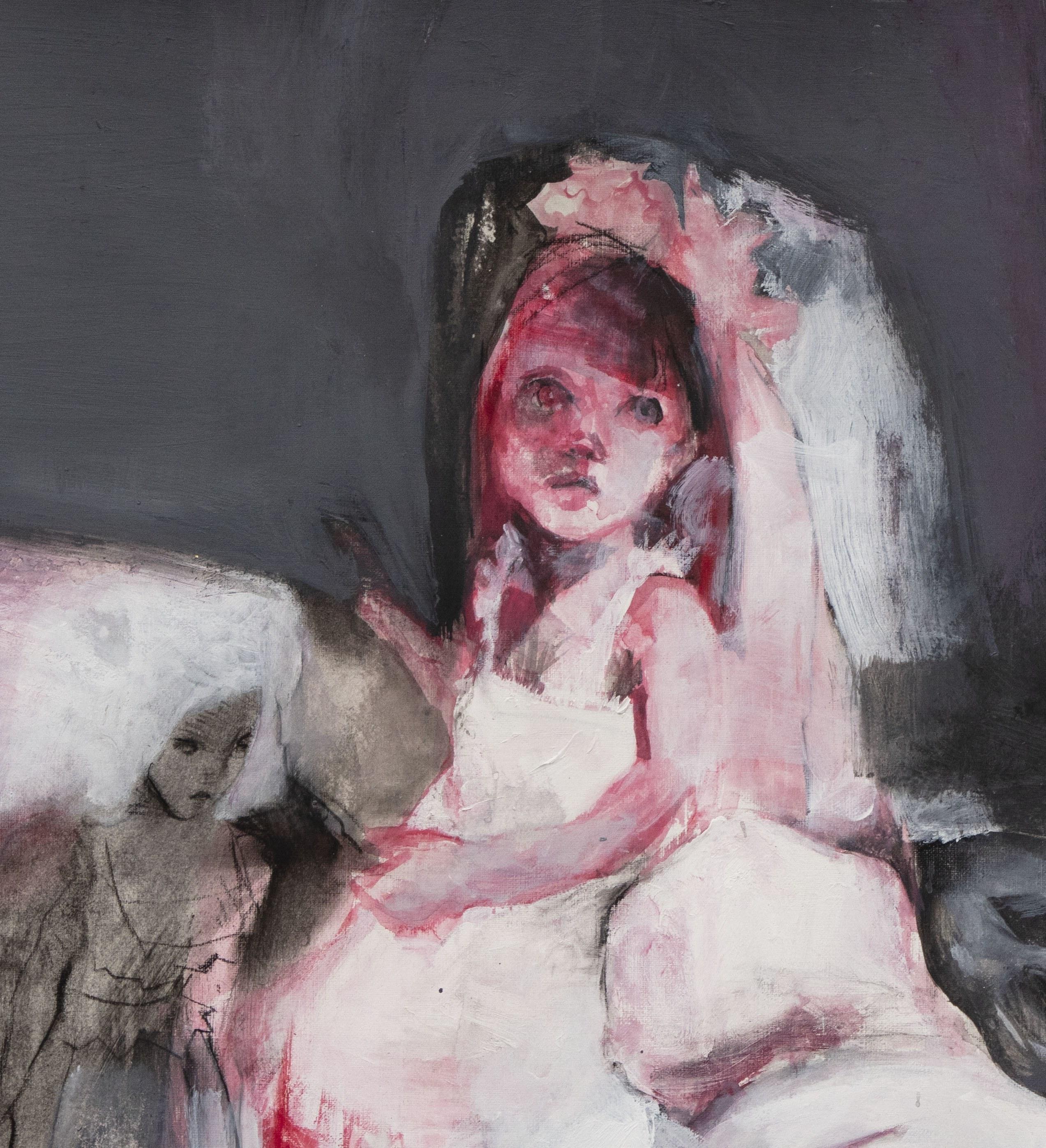 Perdido #5 Zahra Zeinali Siglo XXI Pintura iraní mundo infantil muñeca rosa en venta 1