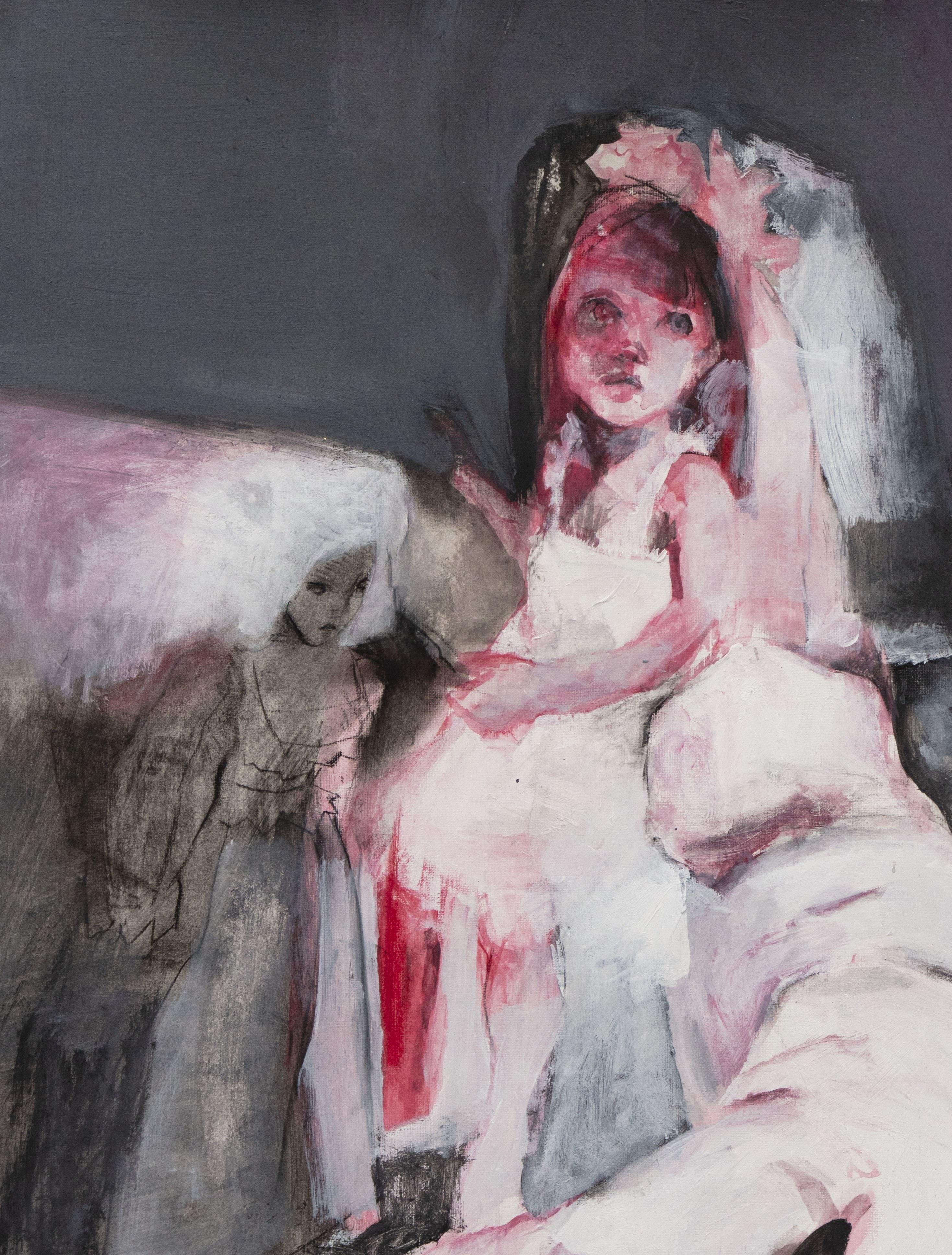Perdido #5 Zahra Zeinali Siglo XXI Pintura iraní mundo infantil muñeca rosa en venta 3
