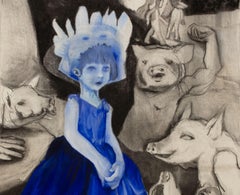 Mask #2 Zahra Zeinali Contemporary painting Iranian artist art animal pig blue