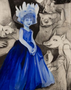 Máscara nº 2 Zahra Zeinali Pintura contemporánea Artista iraní arte animal cerdo azul