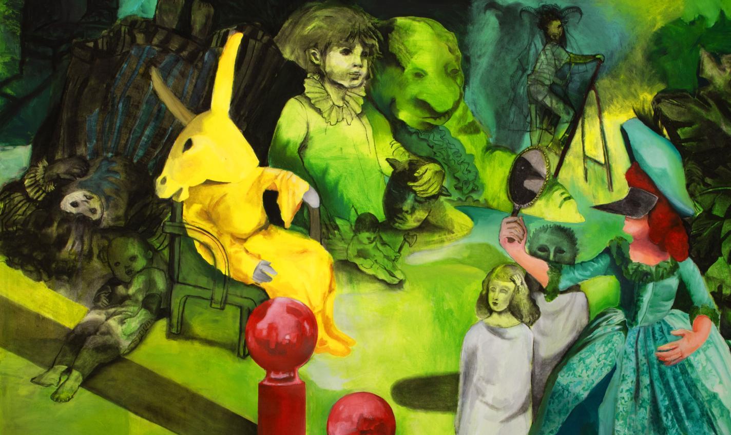Mask #6 Zahra Zeinali Contemporary painting Iranian artist art animal doll child For Sale 5