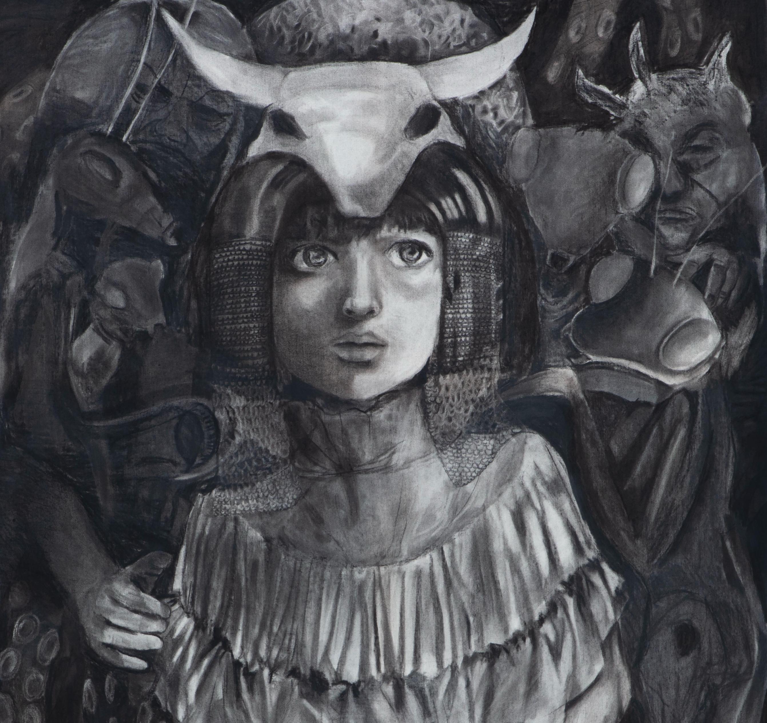 Metamorphosis #10 Zahra Zeinali Contemporary art portrait Iranian artist black For Sale 1