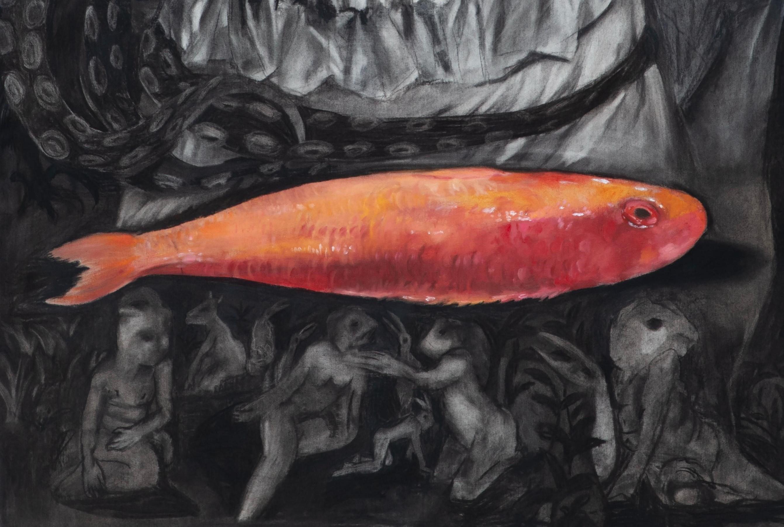 Metamorphosis #10 Zahra Zeinali Contemporary art portrait Iranian artist black For Sale 2