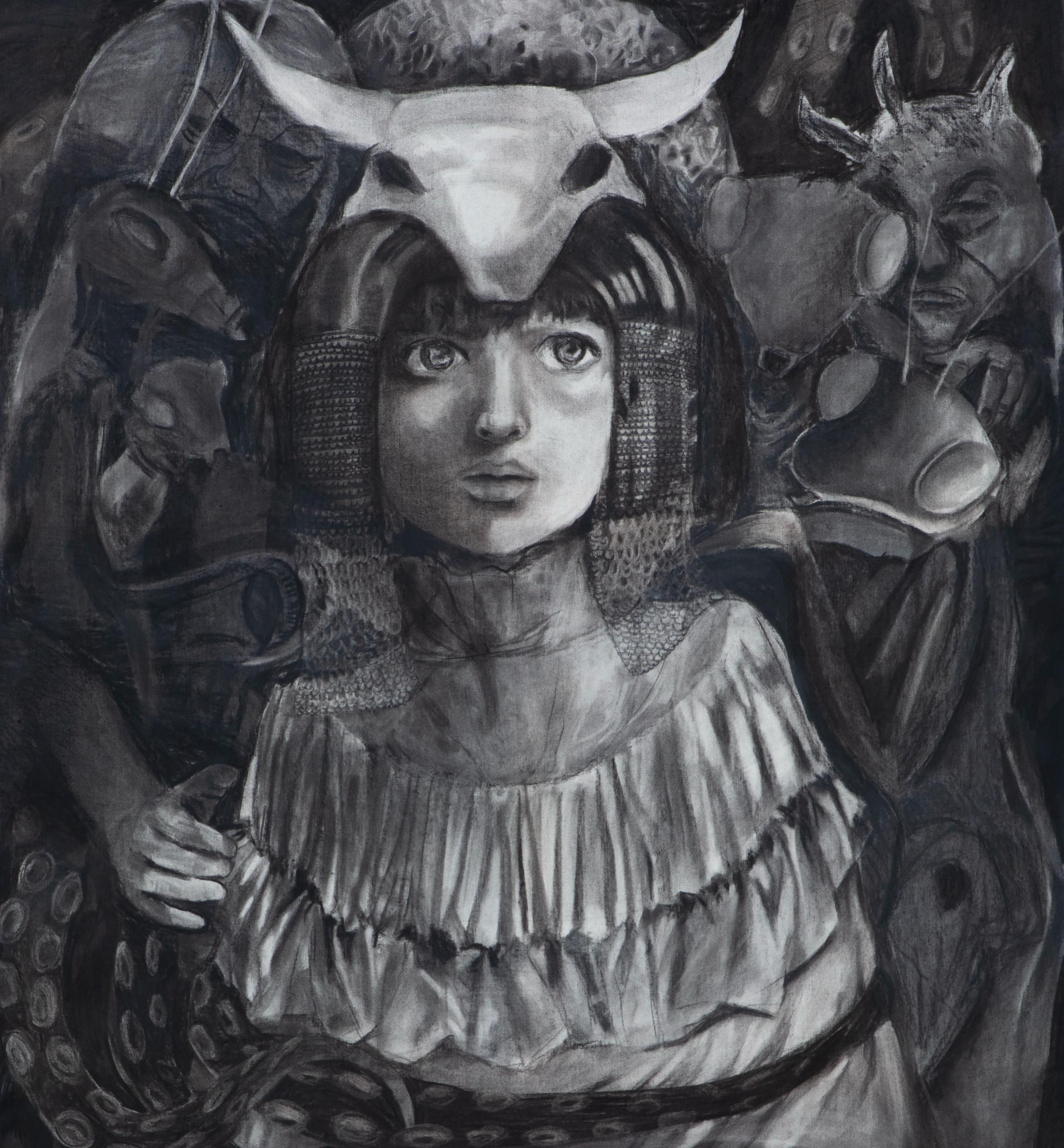 Metamorphosis #10 Zahra Zeinali Contemporary art portrait Iranian artist black For Sale 3