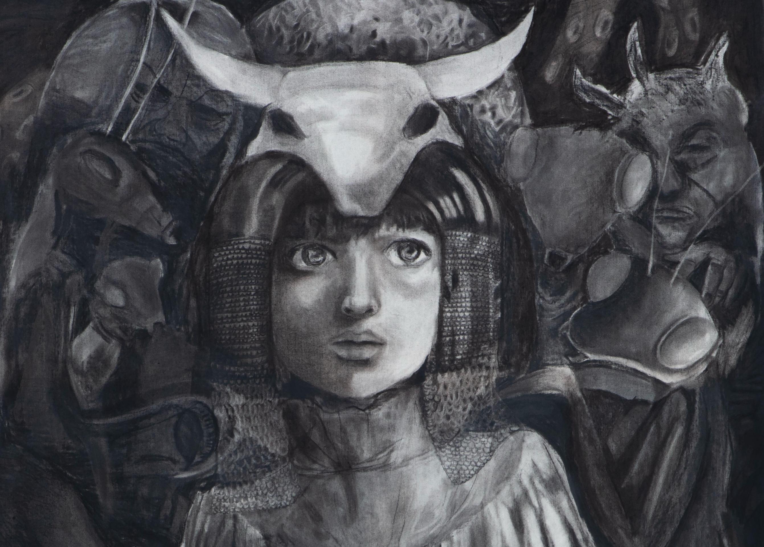 Metamorphosis #10 Zahra Zeinali Contemporary art portrait Iranian artist black For Sale 4