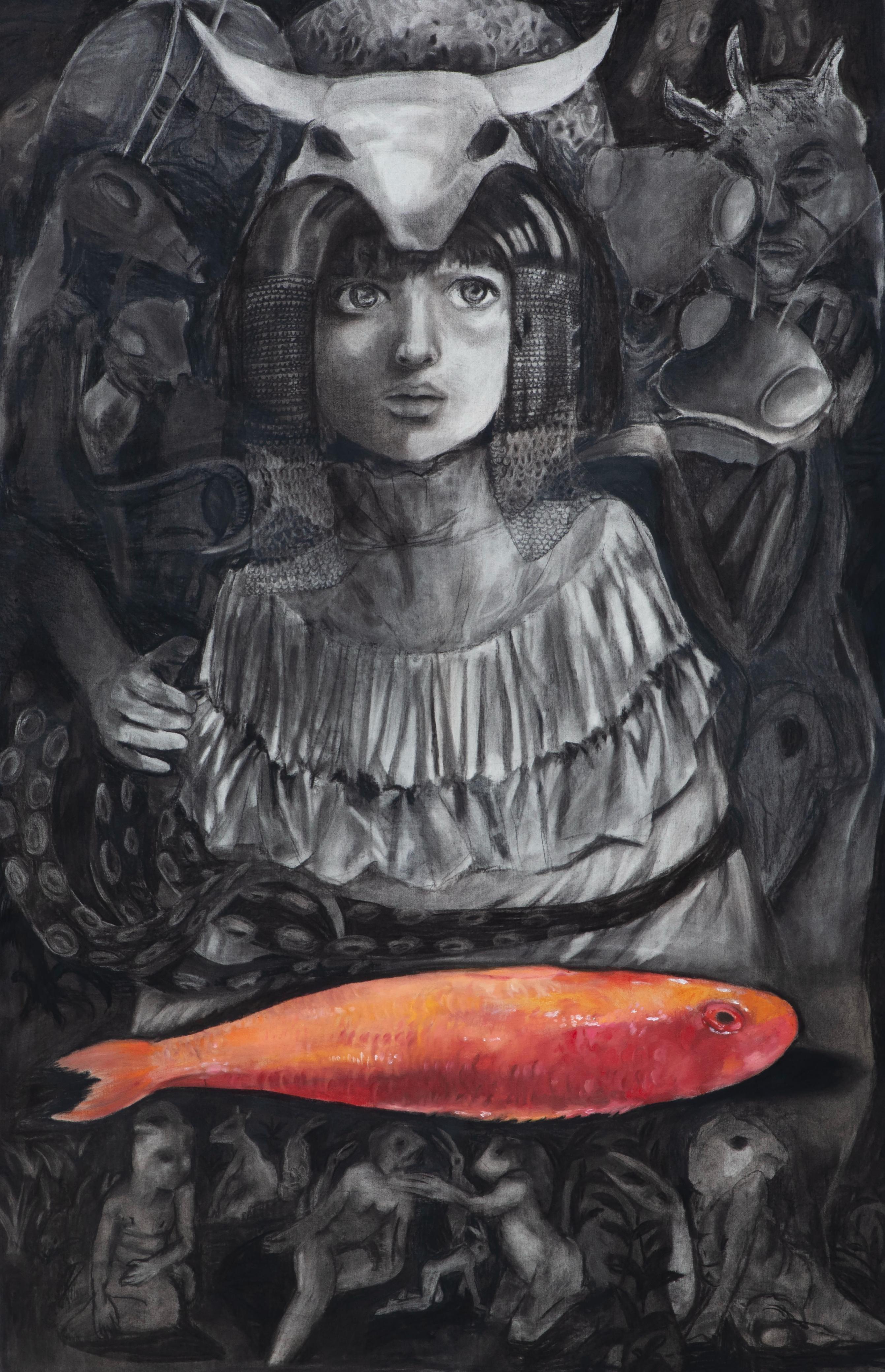 Charcoal and acrylic paint on canvas
Unique work
Hand-signed by the artist