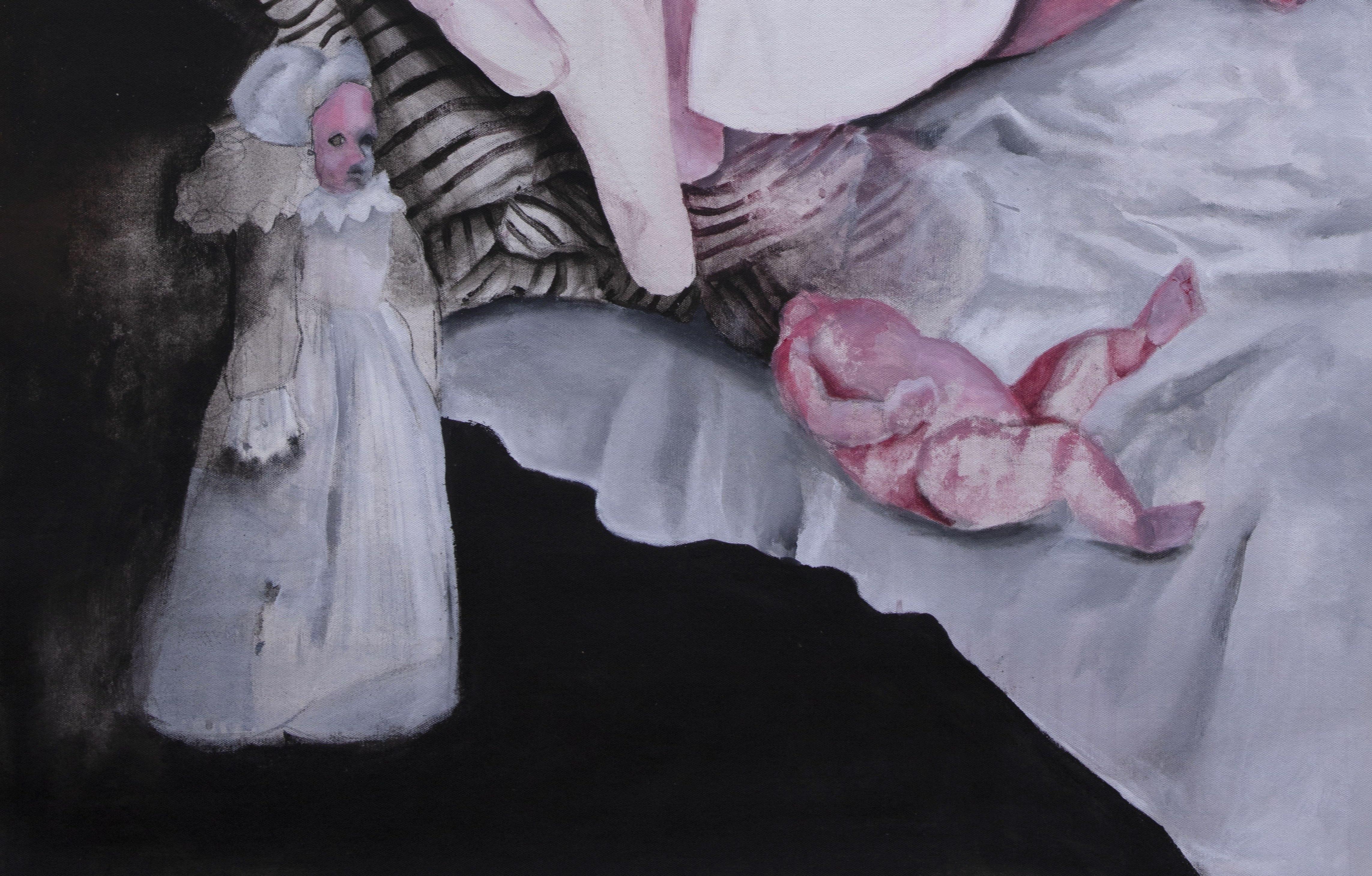 REM #6 Zahra Zeinali Siglo XXI Pintura iraní mundo infantil muñeca rosa en venta 5
