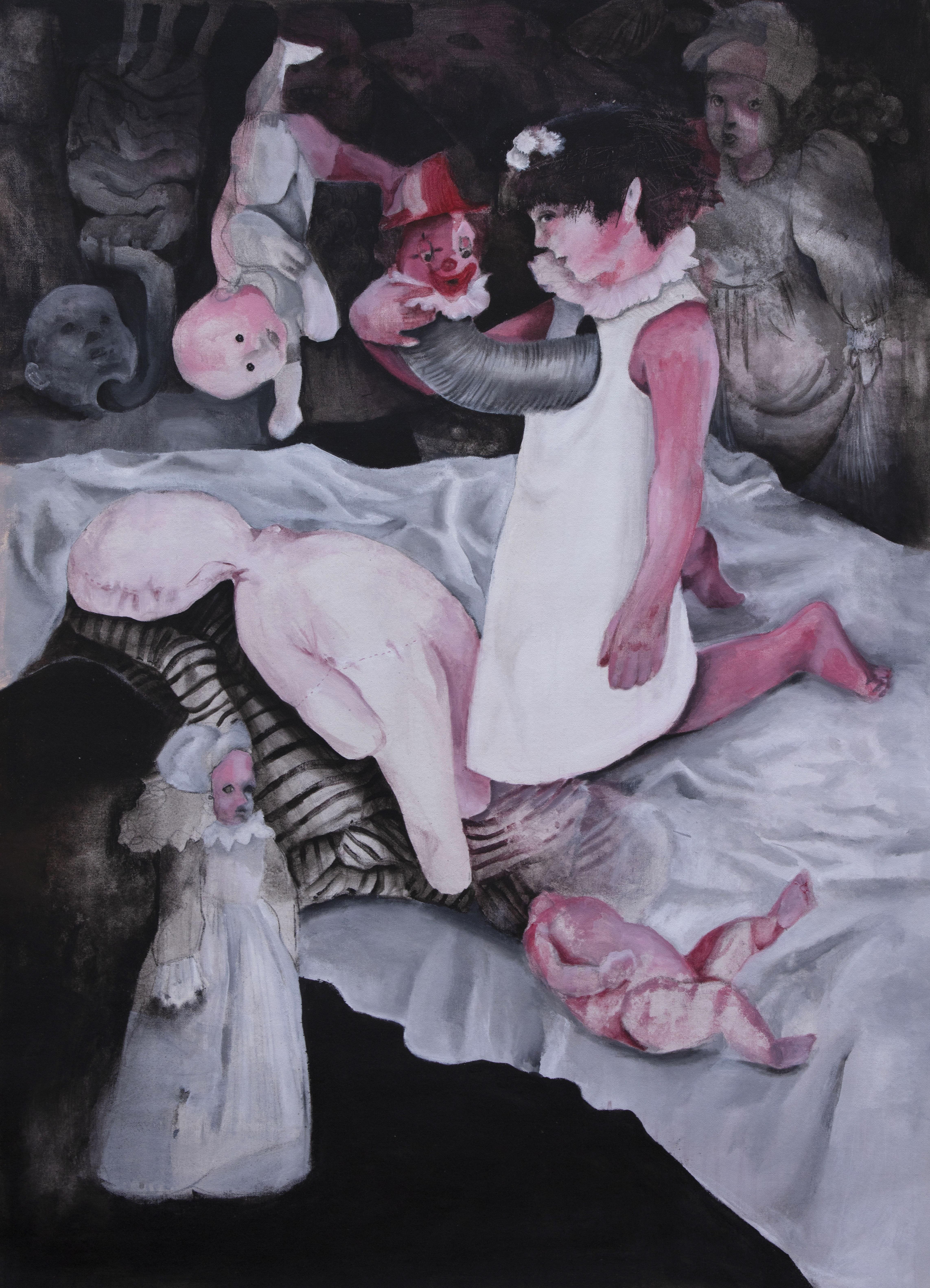 REM #6 Zahra Zeinali 21st Century Iranian painting child world doll pink