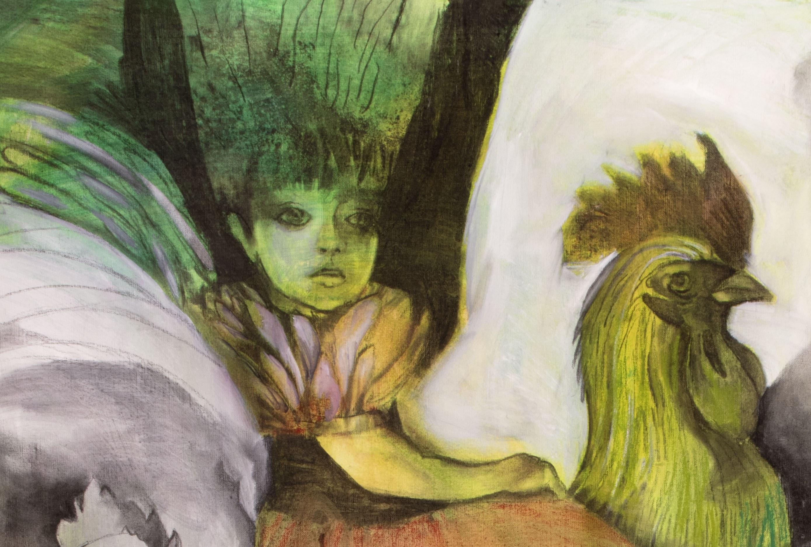 The green dream Zahra Zeinali Contemporary painting Iranian artist art animal For Sale 3