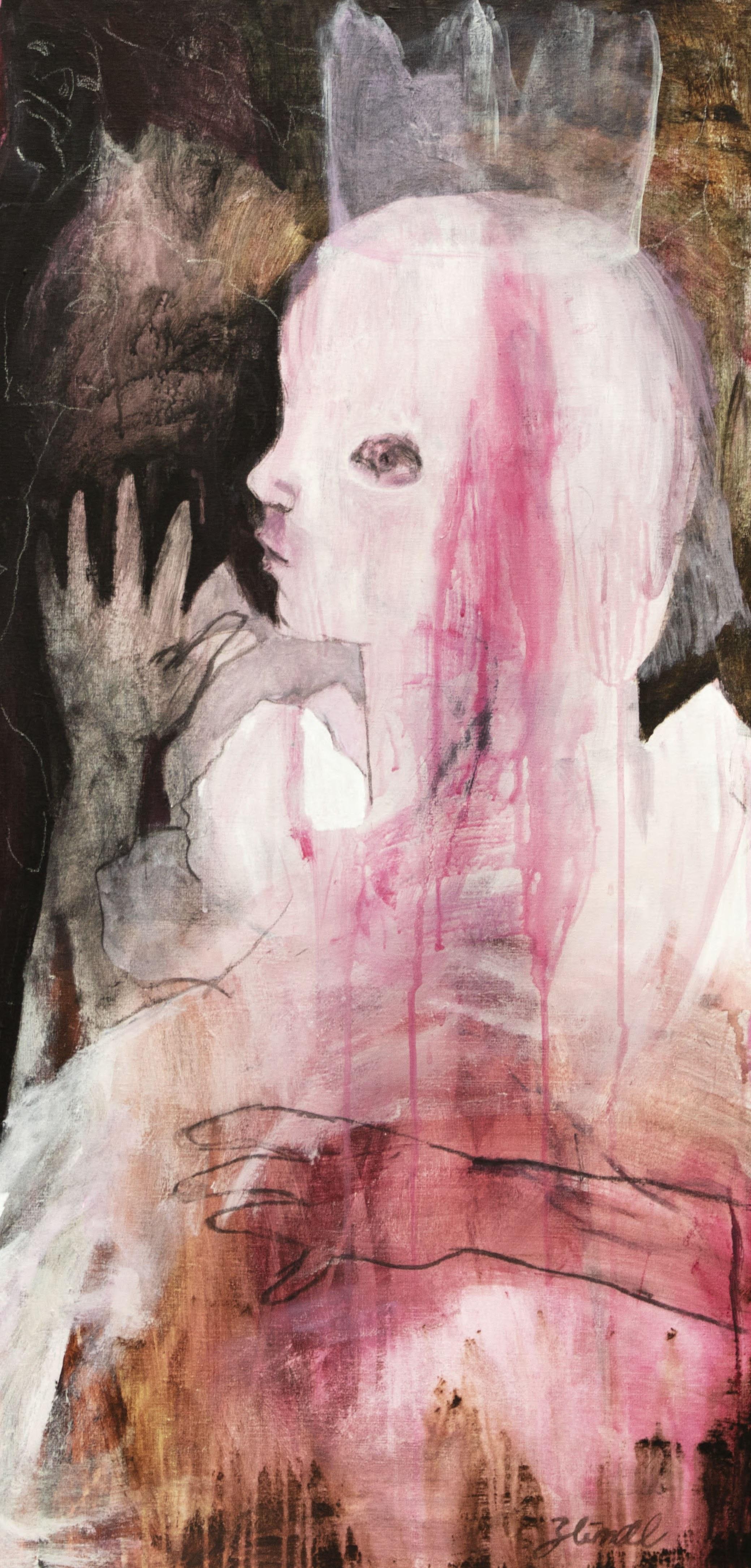The Queen Zahra Zeinali 21st Century art Contemporary art portrait pink woman For Sale 1