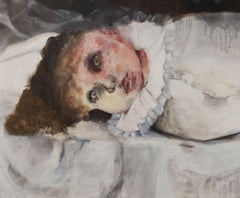 Waiting Zahra Zeinali 21st Century Iranian painting child world doll