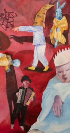 We play roles Zahra Zeinali Contemporary painting Iranian artist circus clown