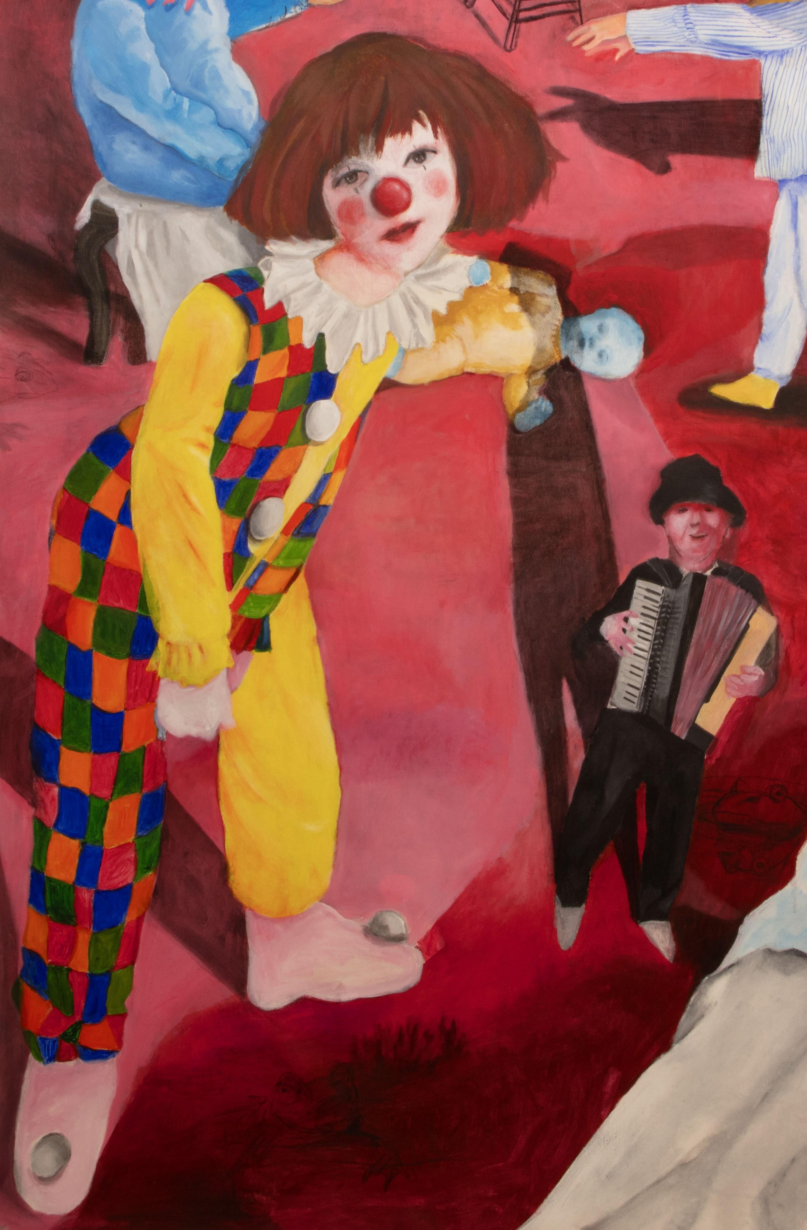 Interpretamos papeles Zahra Zeinali Pintura contemporánea Artista iraní Payaso de circo en venta 3