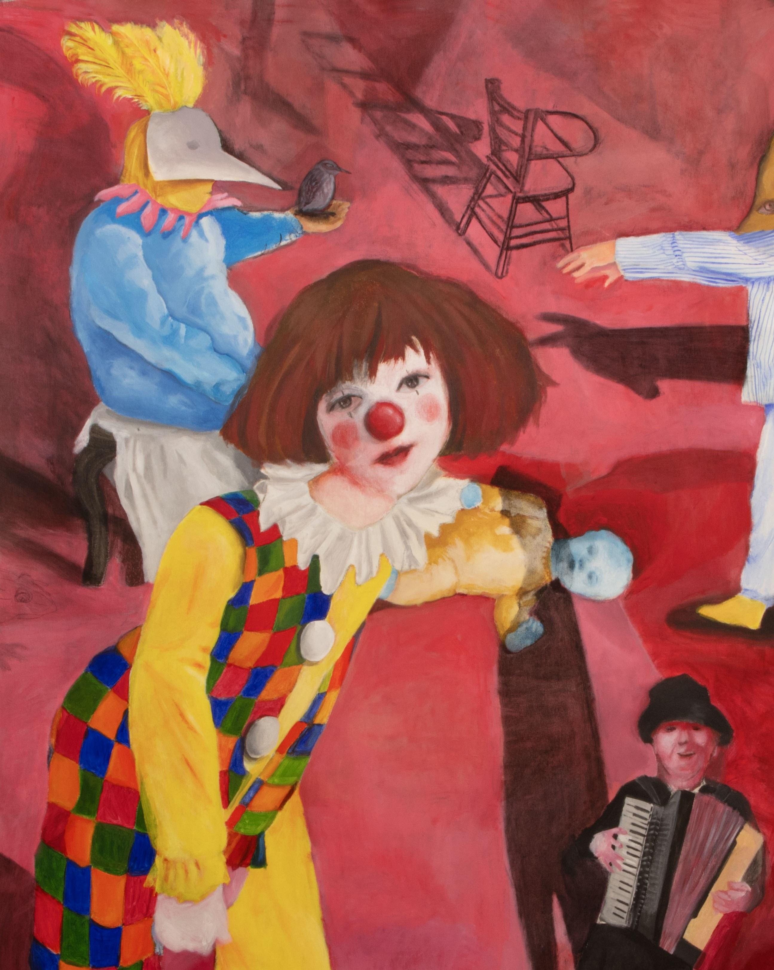 Interpretamos papeles Zahra Zeinali Pintura contemporánea Artista iraní Payaso de circo en venta 4