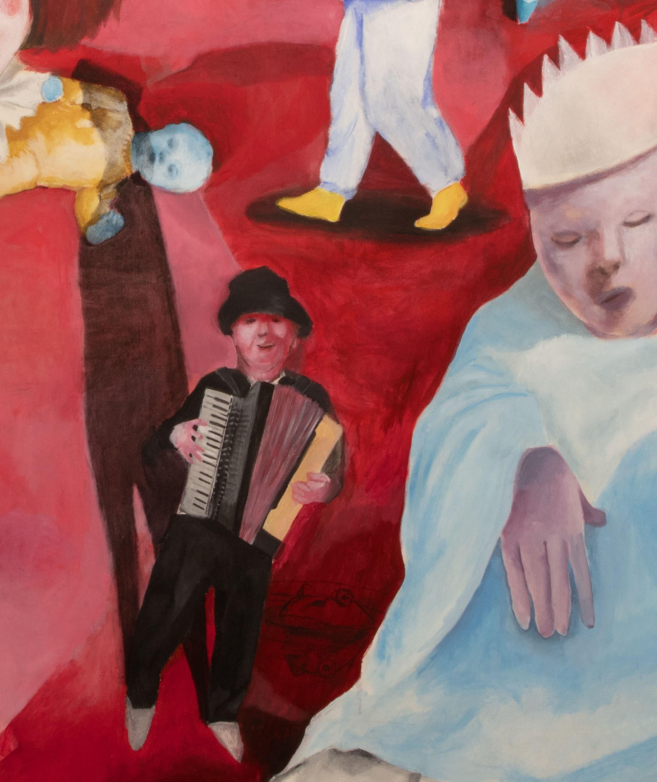 Interpretamos papeles Zahra Zeinali Pintura contemporánea Artista iraní Payaso de circo en venta 5