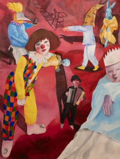 We play roles Zahra Zeinali Contemporary painting Iranian artist circus clown