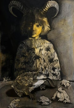 White frogs Zahra Zeinali Contemporary painting Iranian woman artist art animal