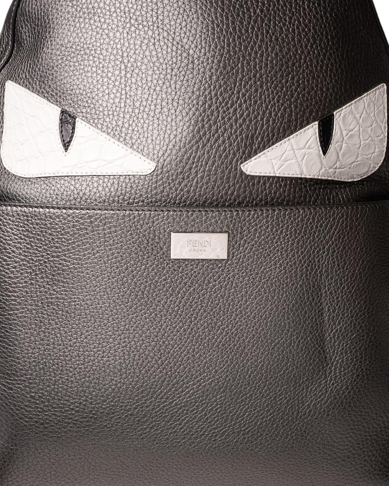 Zaino Fendi Peekaboo Monster MM Grigio en vente 5