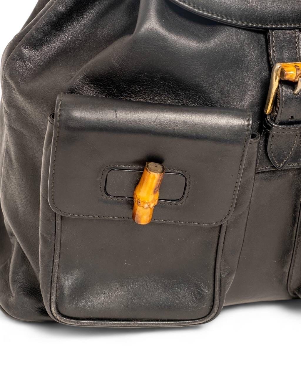 Zaino Gucci MM Bamboo Mini Pelle Nera 5